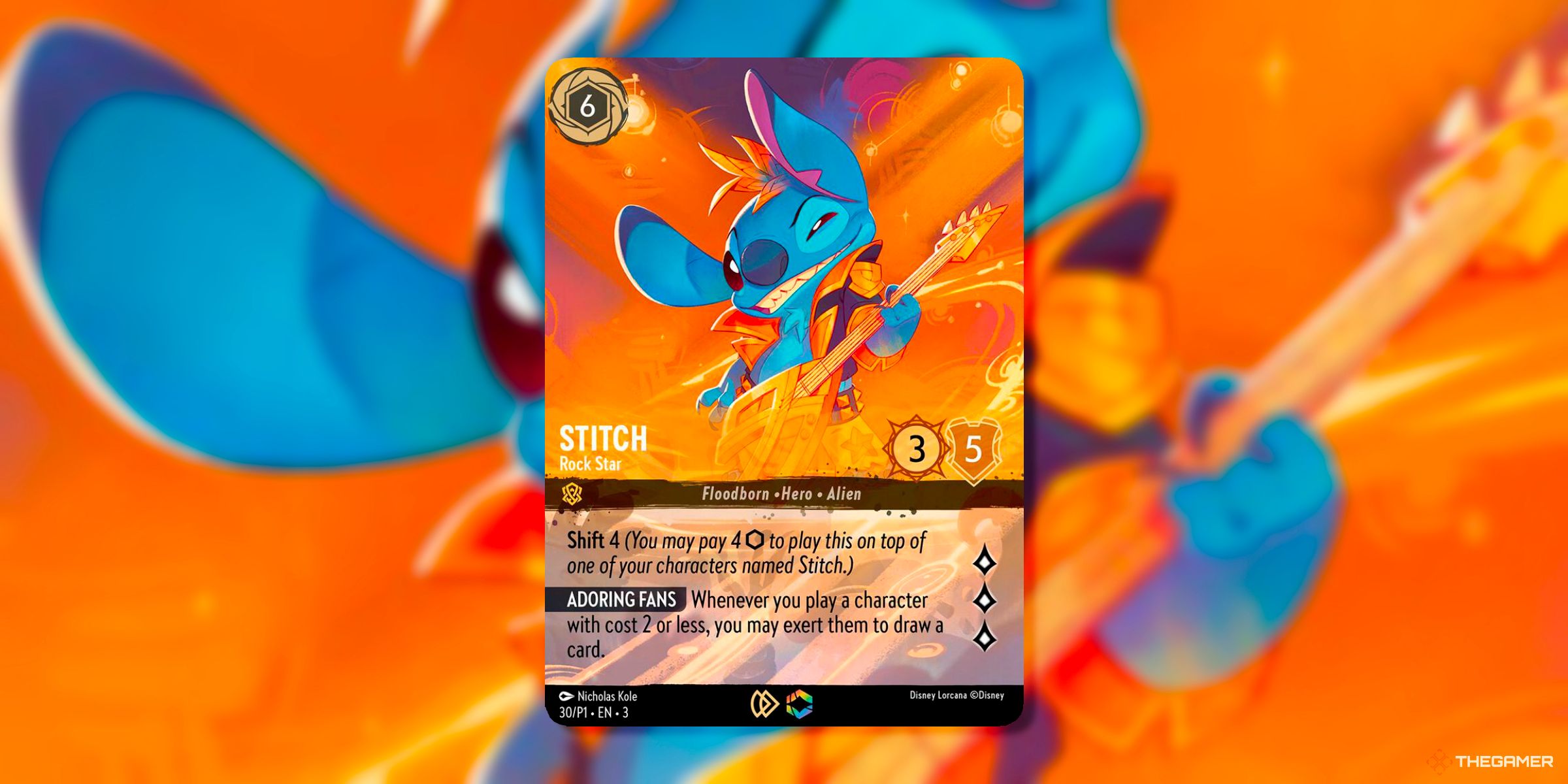 Stitch, Rock Star (Store Championship Promo, 30) Character Card From Disney Lorcana.