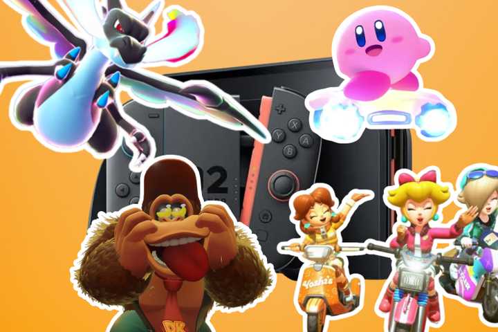 Switch 2 with Charizard Donkey Kong Kirby and Daisy