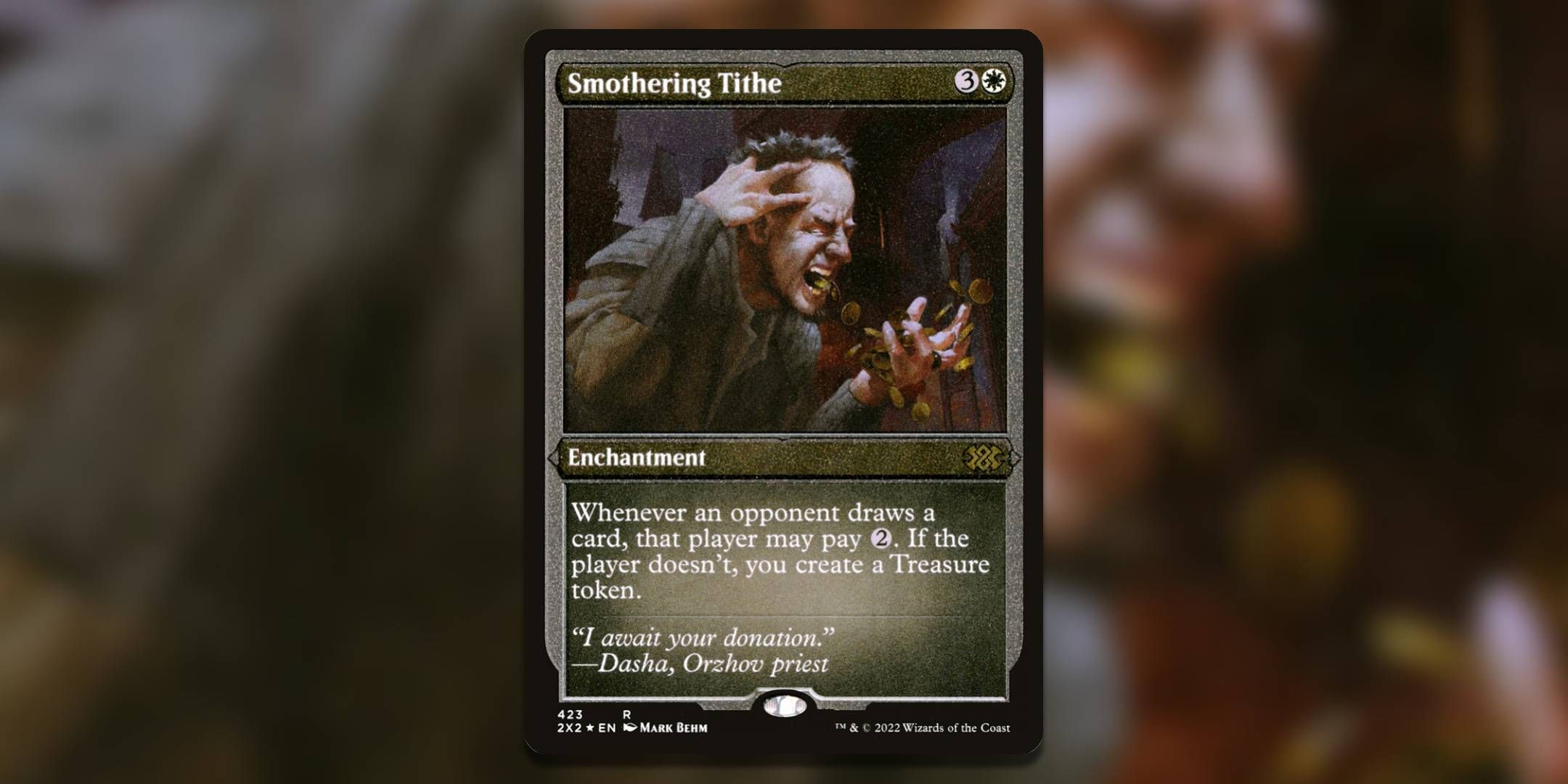 The Magic The Gathering card Smothering Tithe by Mark Behm.-1