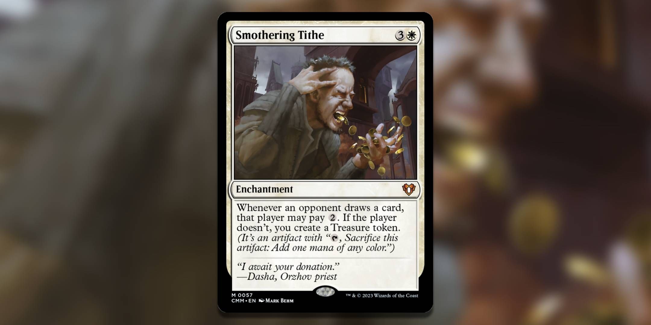 The Magic The Gathering card Smothering Tithe commander by Mark Behm.