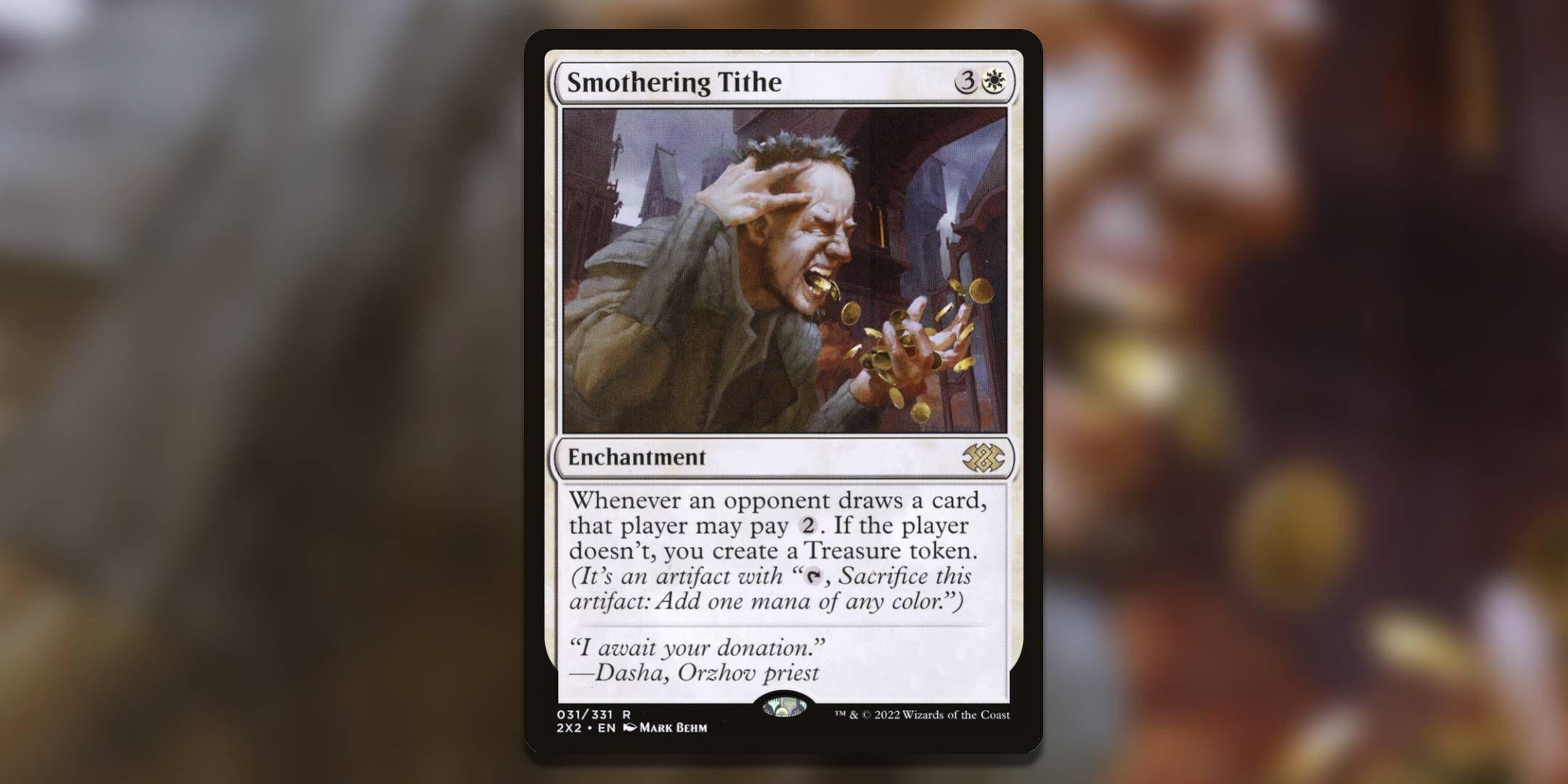 The Magic The Gathering card Smothering Tithe double by Mark Behm.-1