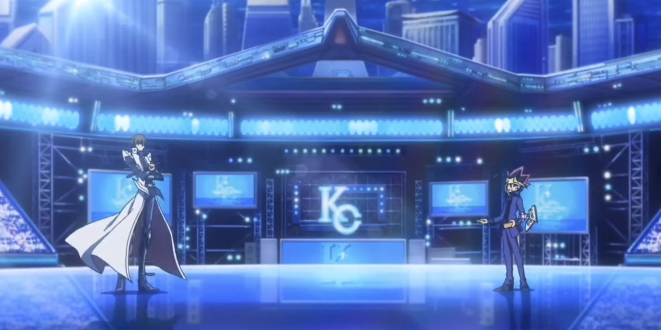 Yugi and Kaiba in Yu-Gi-Oh! Dark Side of Dimensions.