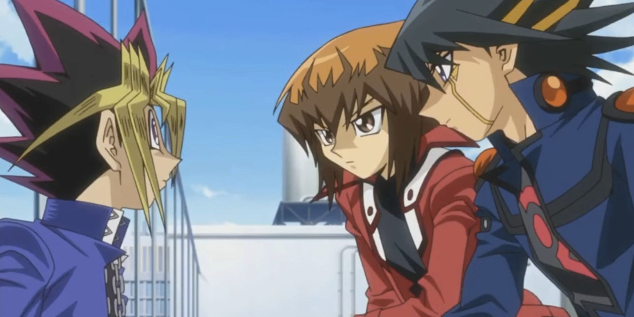 Yugi, Yusei, and Jaden unite in Yu-Gi-Oh! Bonds Beyond Time.