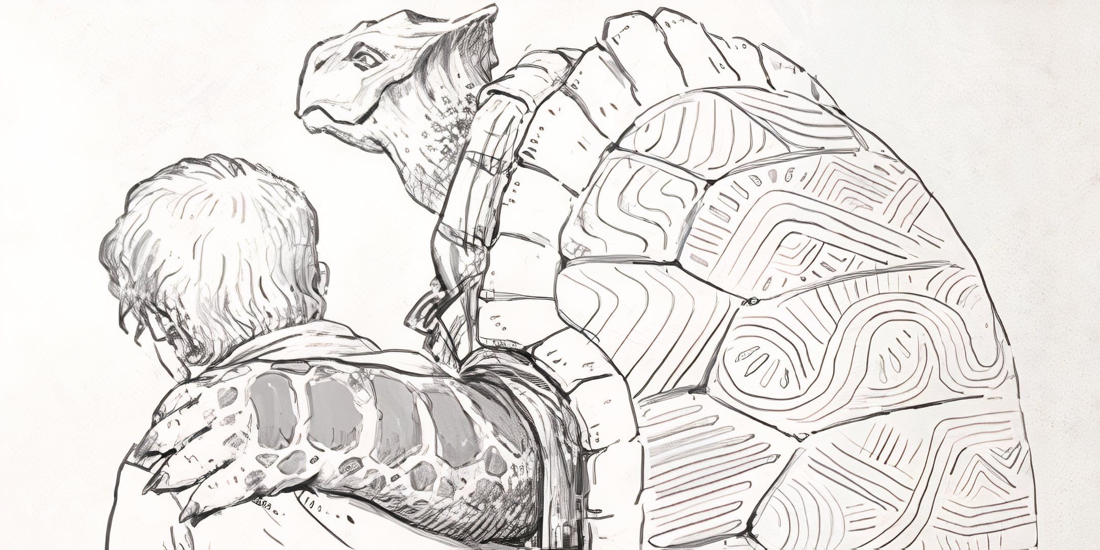 A galapa character in Daggerheart comforts another character in-game. 