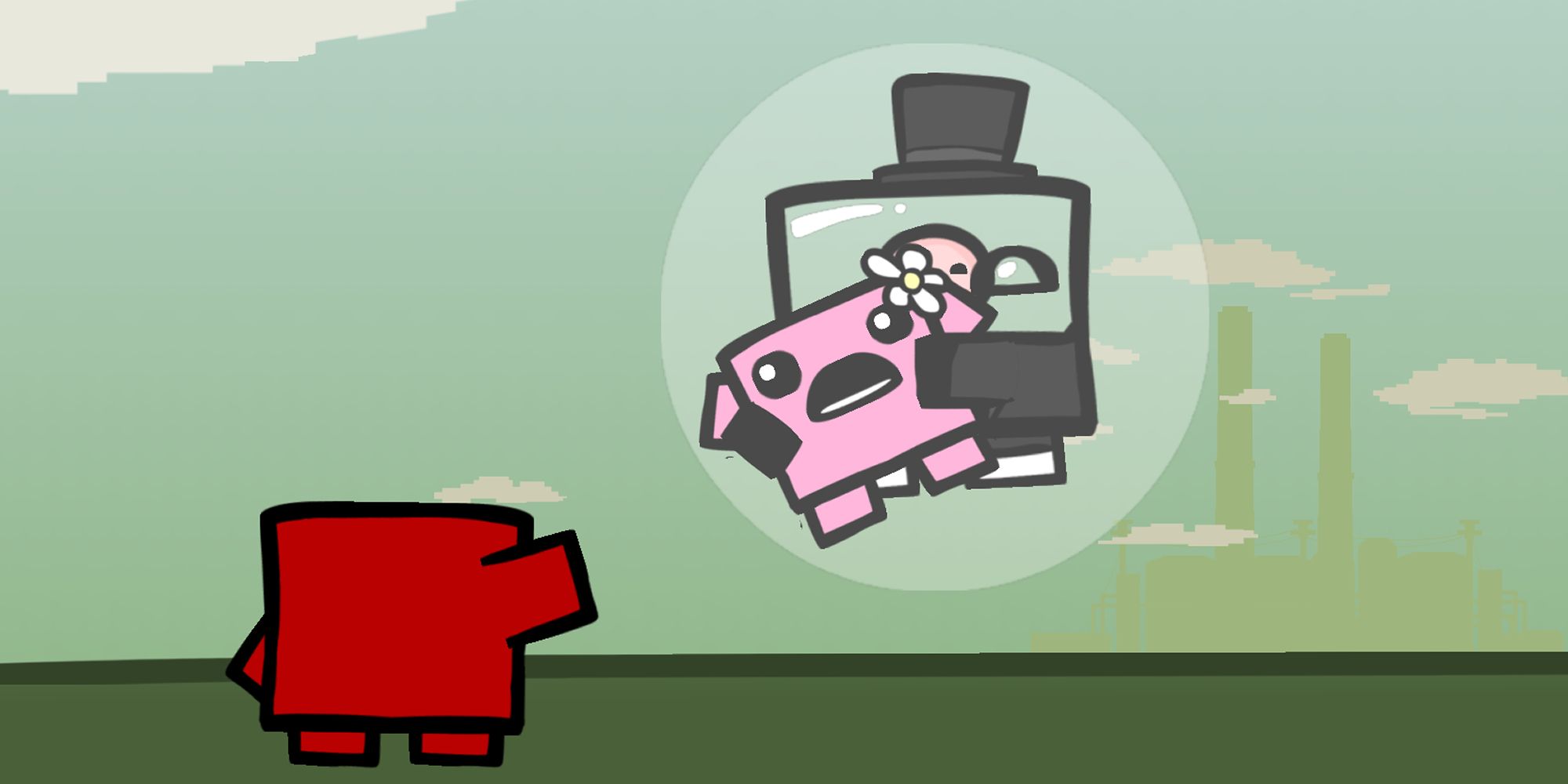 Dr Fetus kidnaps Bandage Girl in Meat Boy.