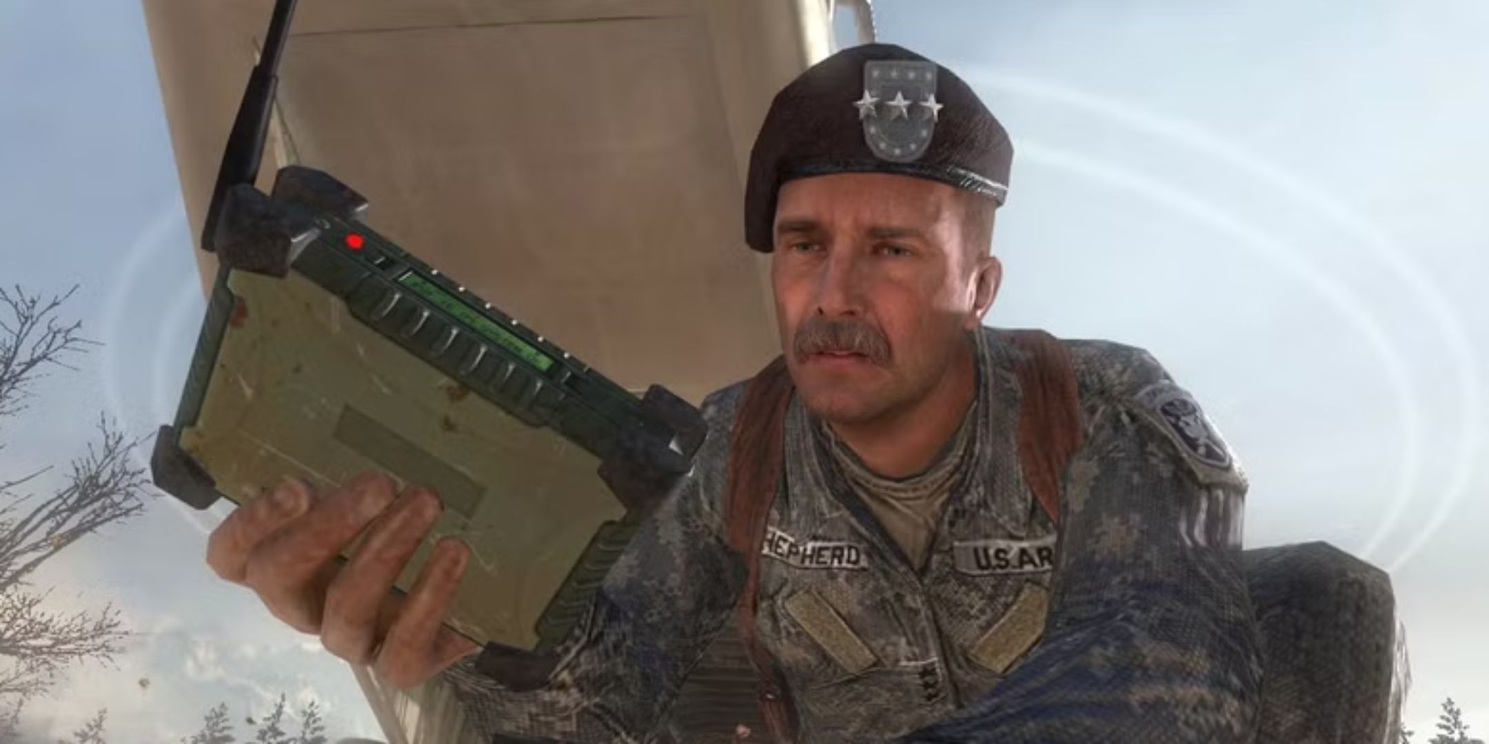 General Shepherd holding a device in Call of Duty Modern Warfare 2.