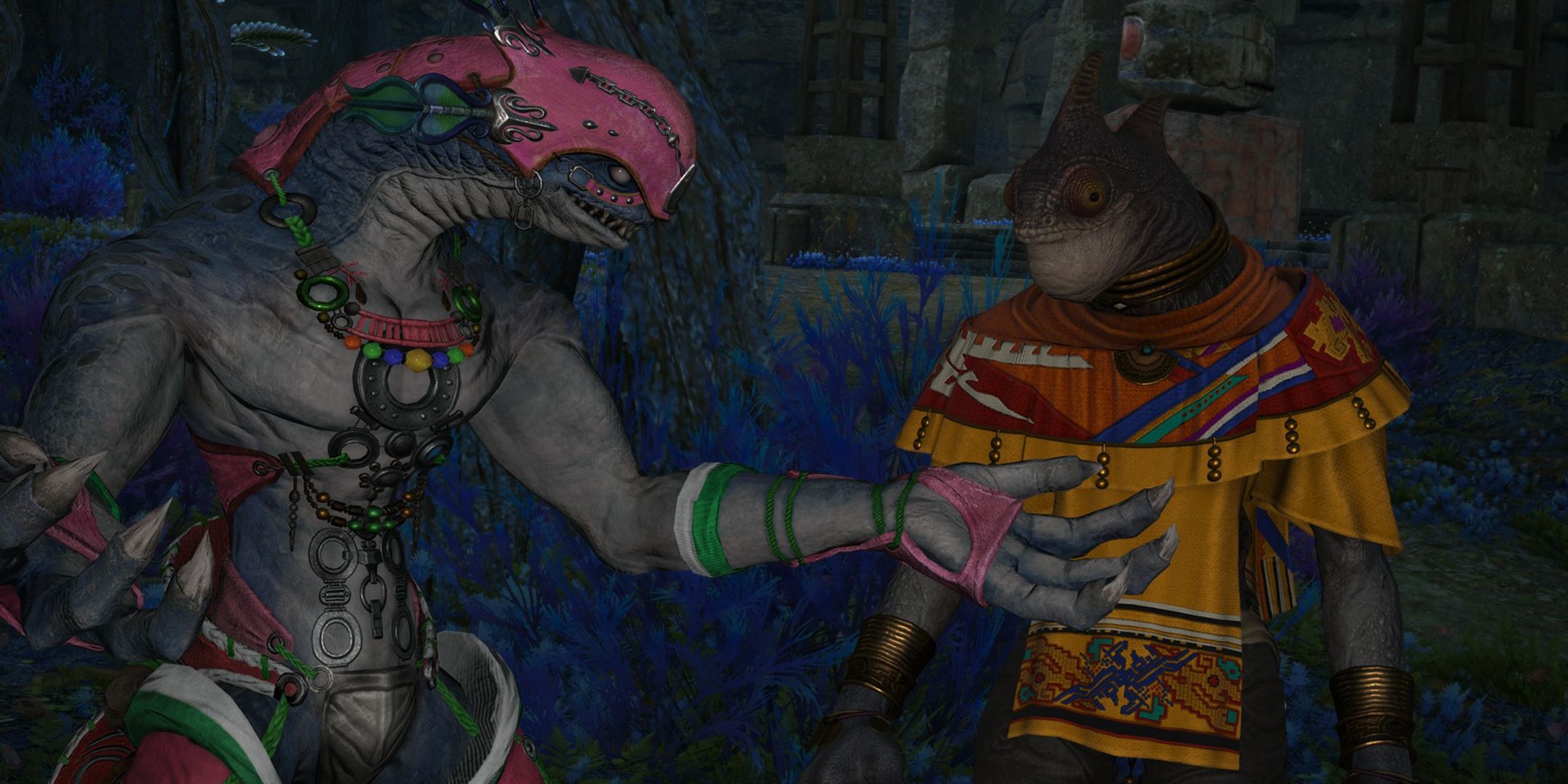 Two Mamool Ja talking in Final Fantasy 14.