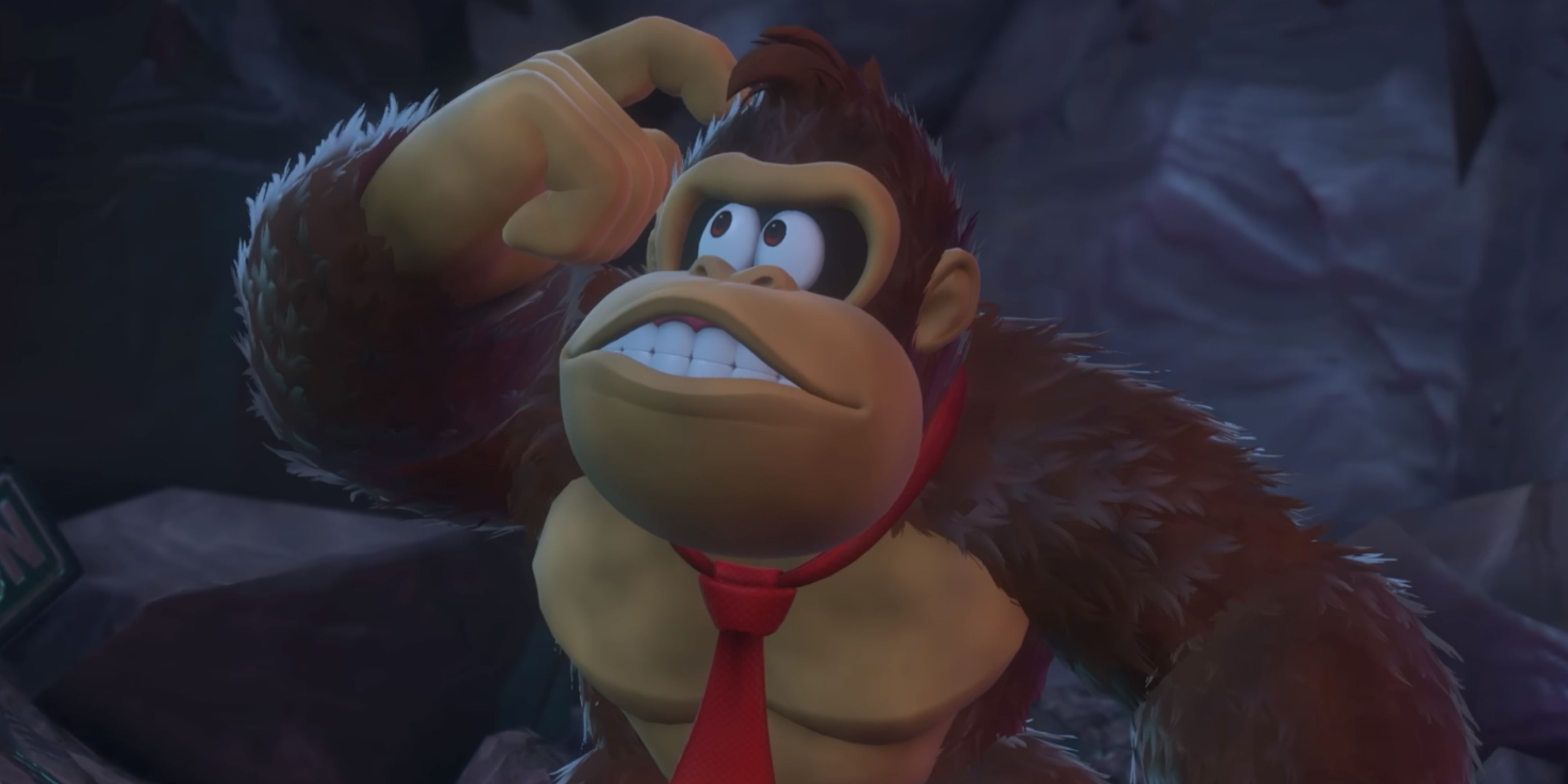 donkey kong scratching his head in bananaza.