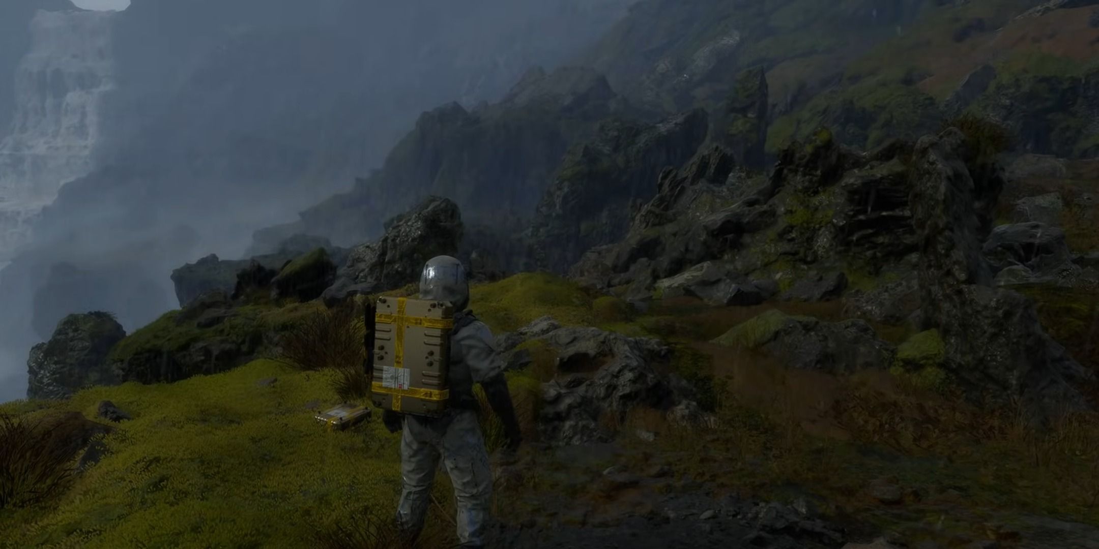Navigating through the environment in Death Stranding.