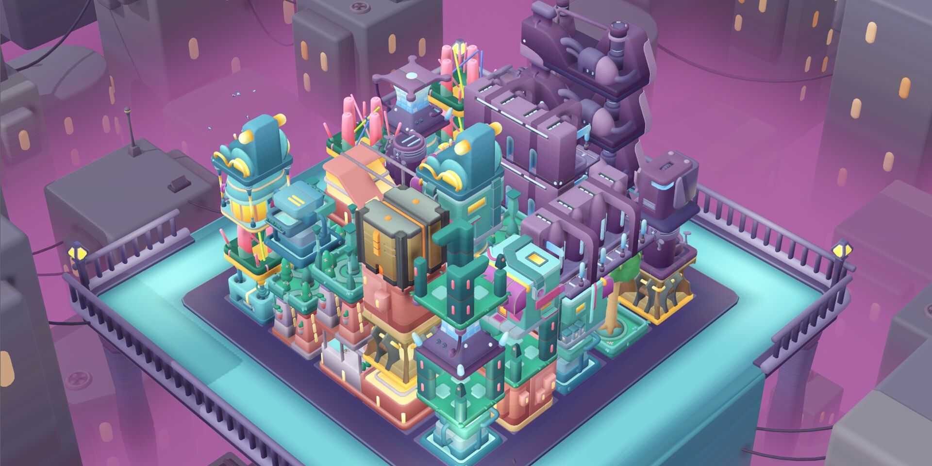Neon Garten: A colourful cyberpunk city built in a small area.