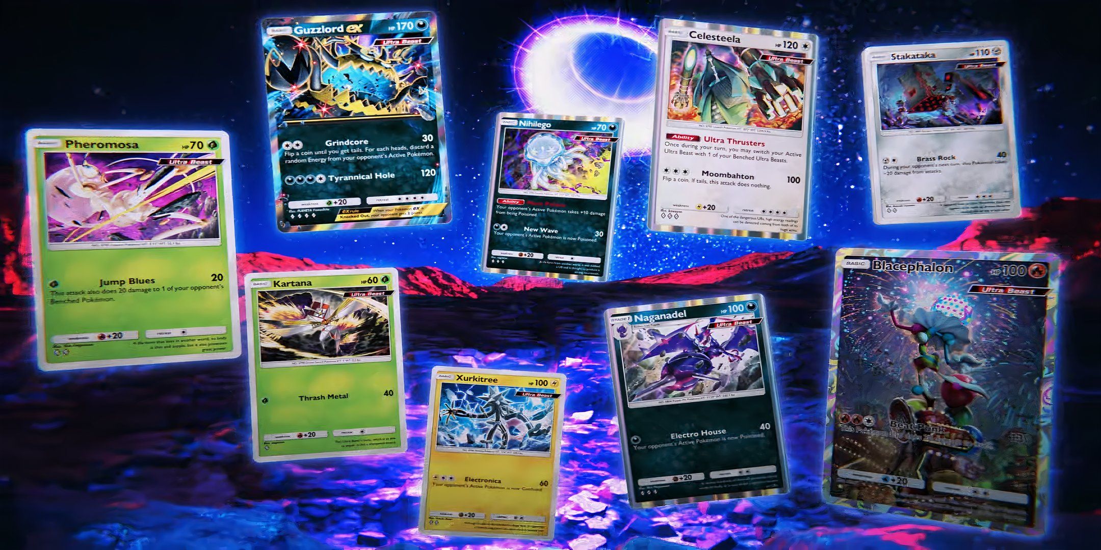 pokemon tcg pocket's ten new ultra beast cards.