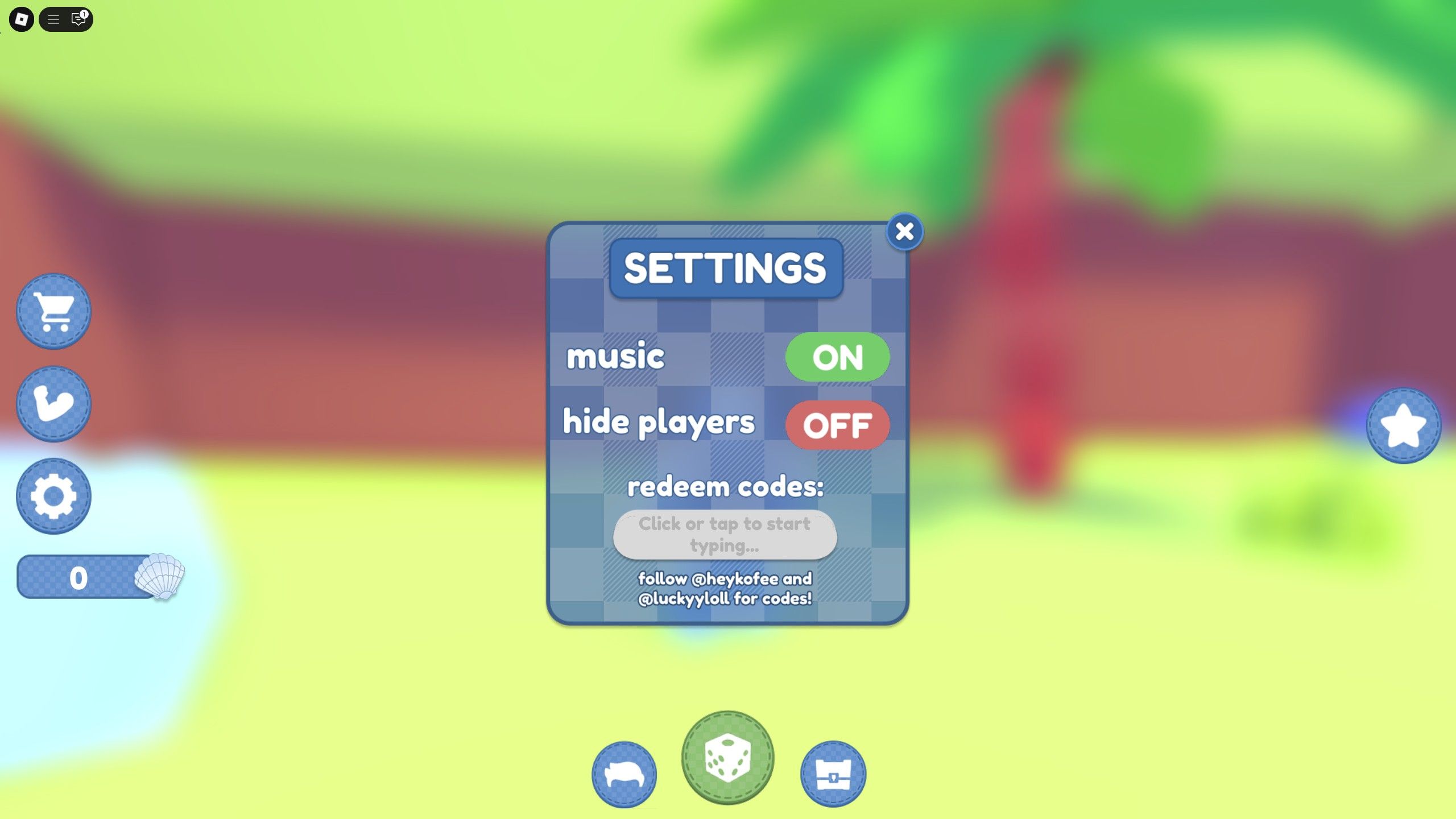 the codes field in UGC RNG on Roblox