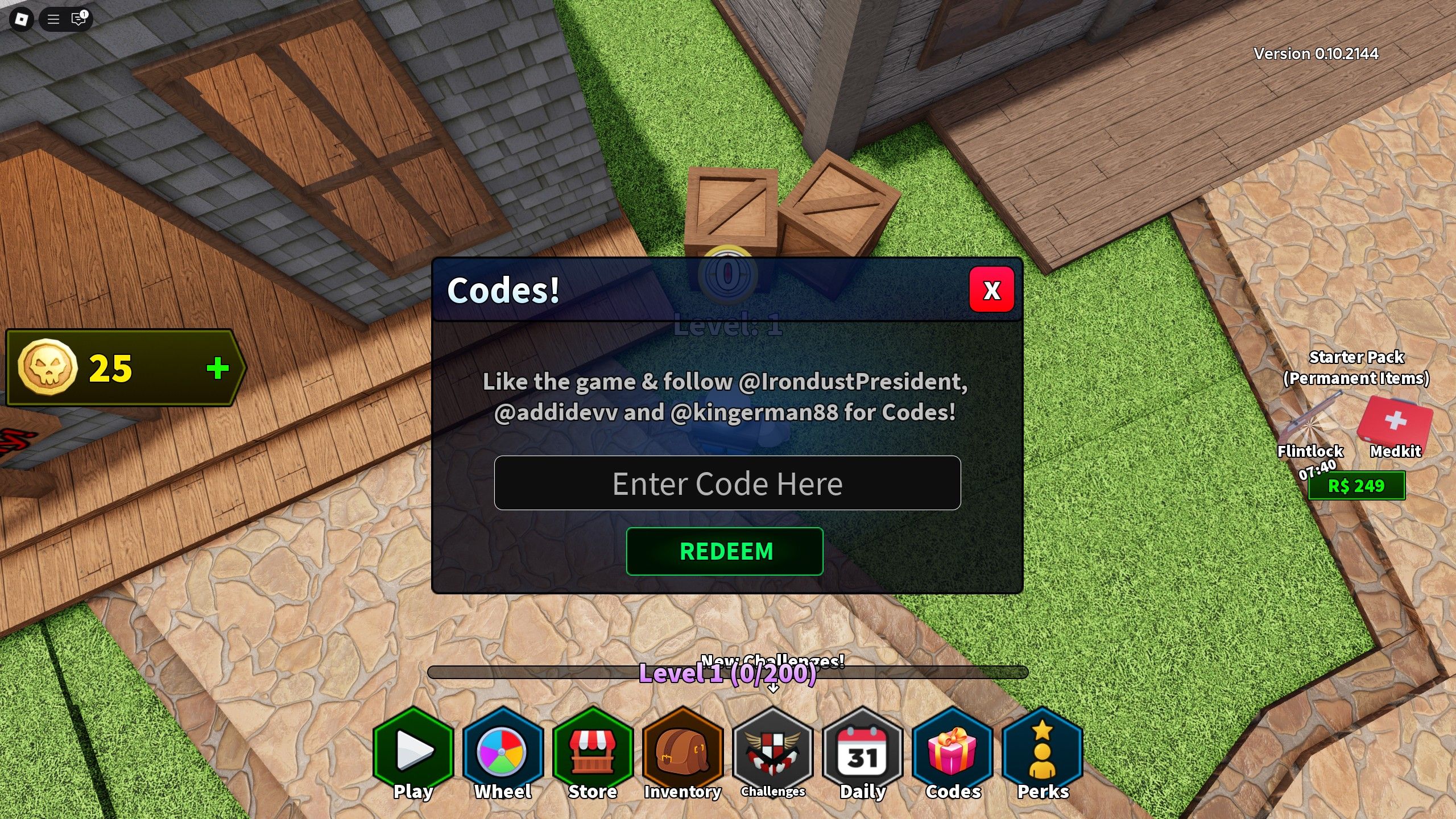 the codes box in Dead Waters on Roblox