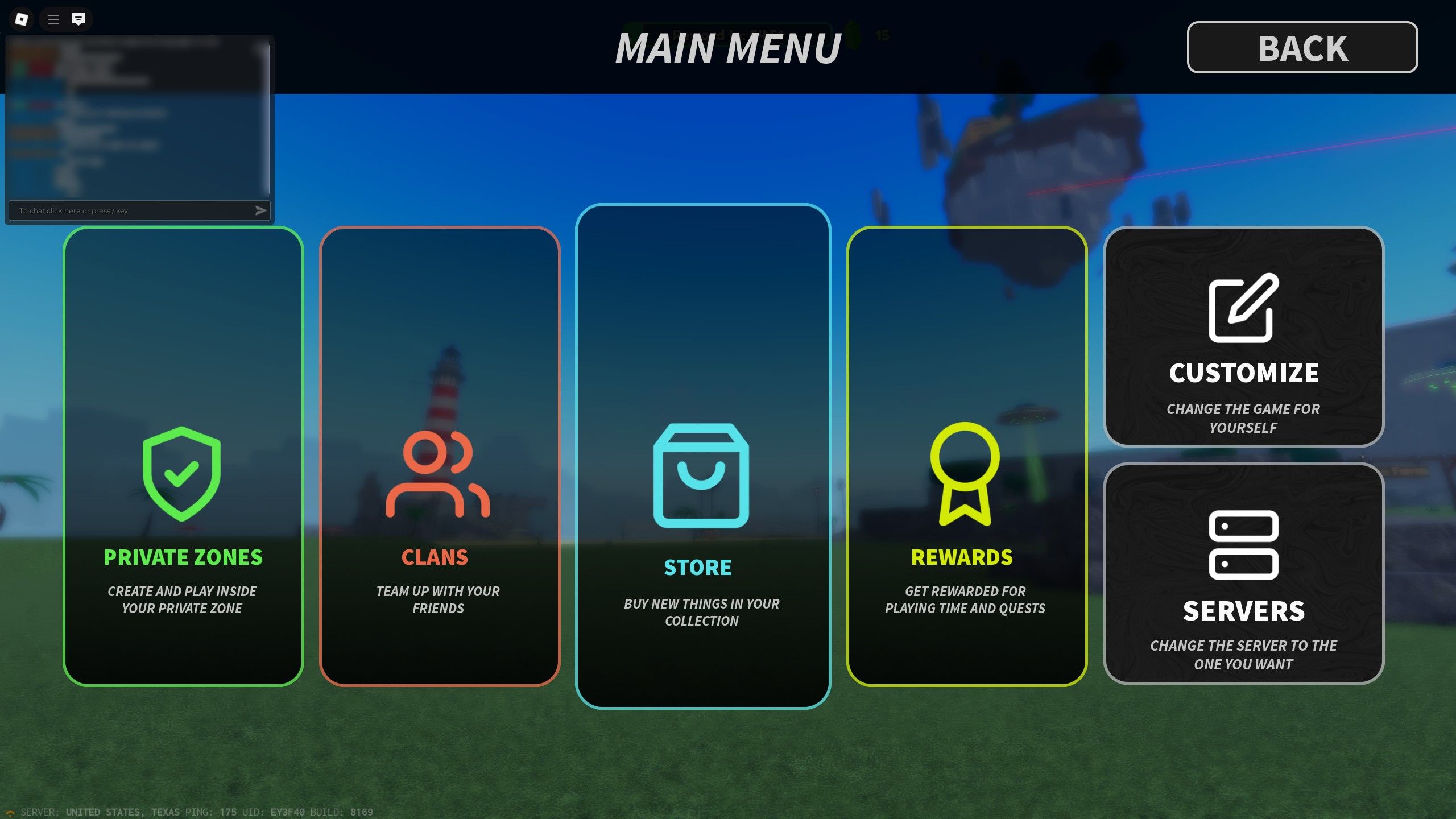 the main menu in Untitled Fling Game on Roblox