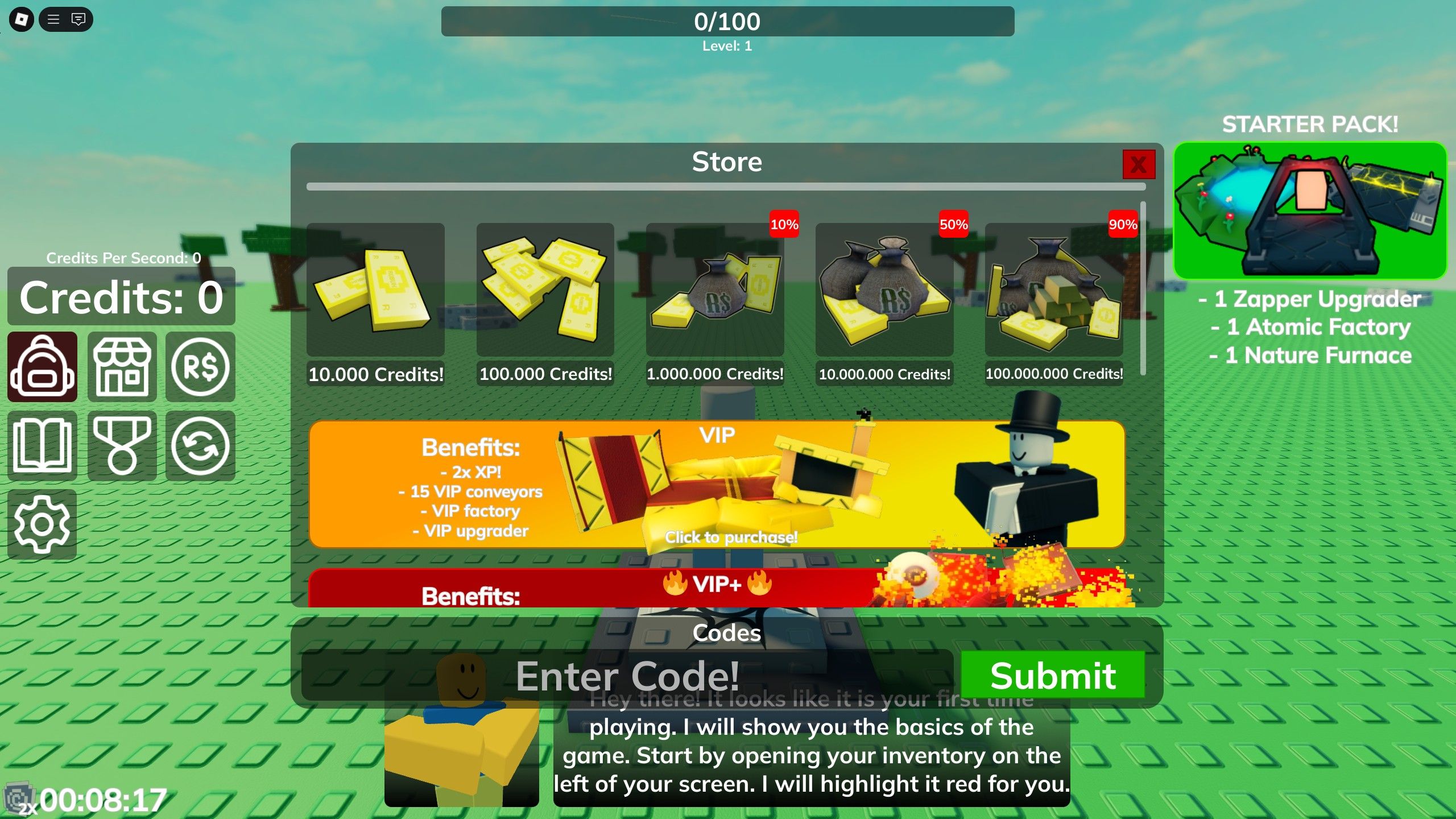 the codes box in Factory Madness on Roblox 