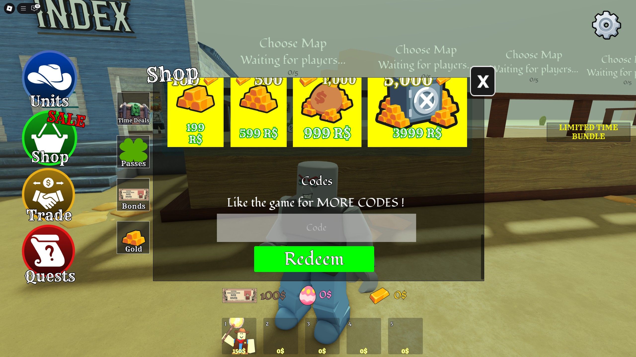the codes box in Wild Rails Tower Defense on Roblox