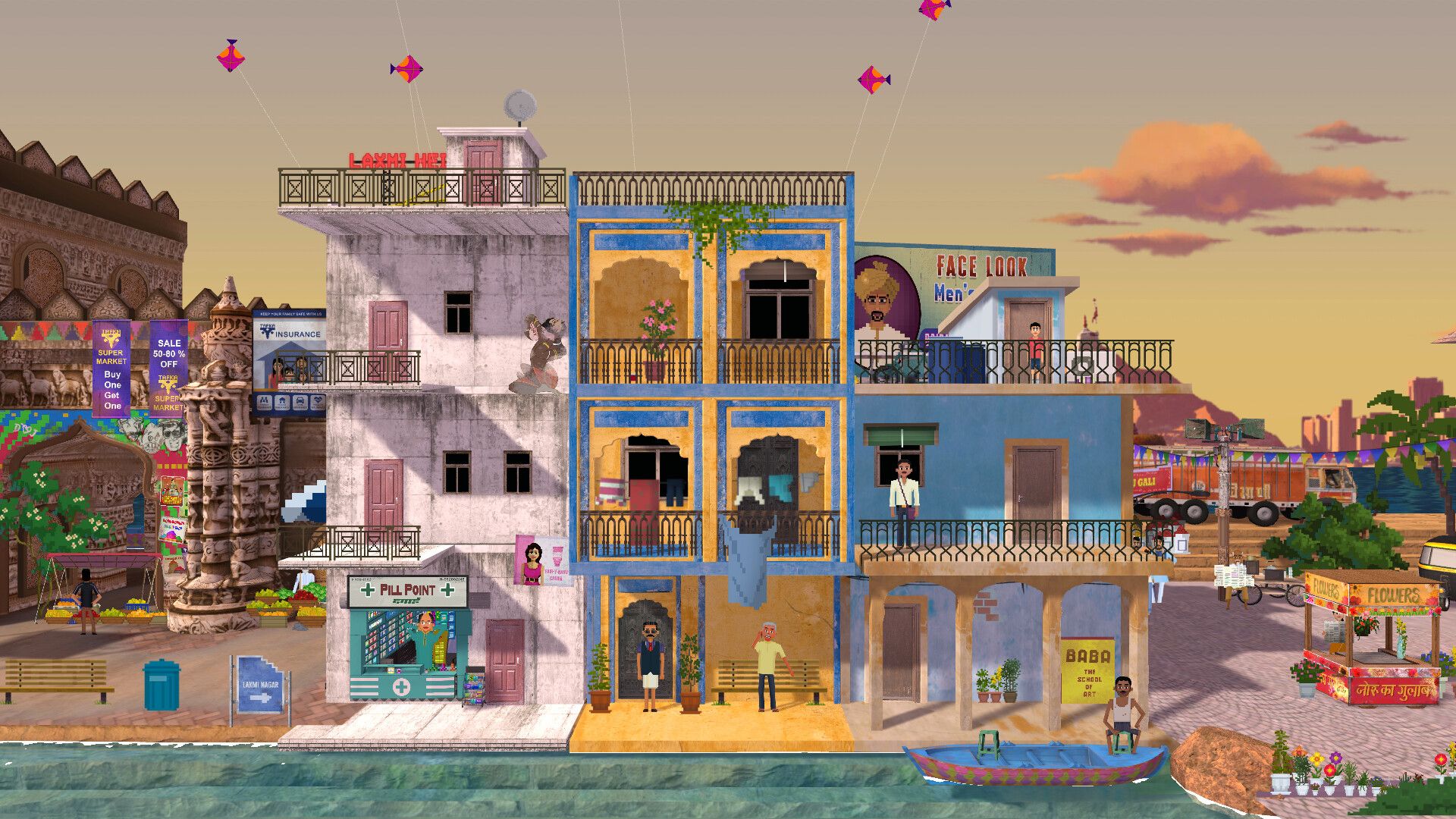A few adjoining buildings in Detective Dotson.