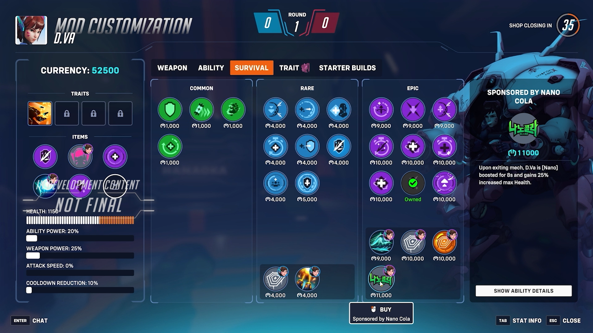 Overwatch 2 Stadium Ability Screen