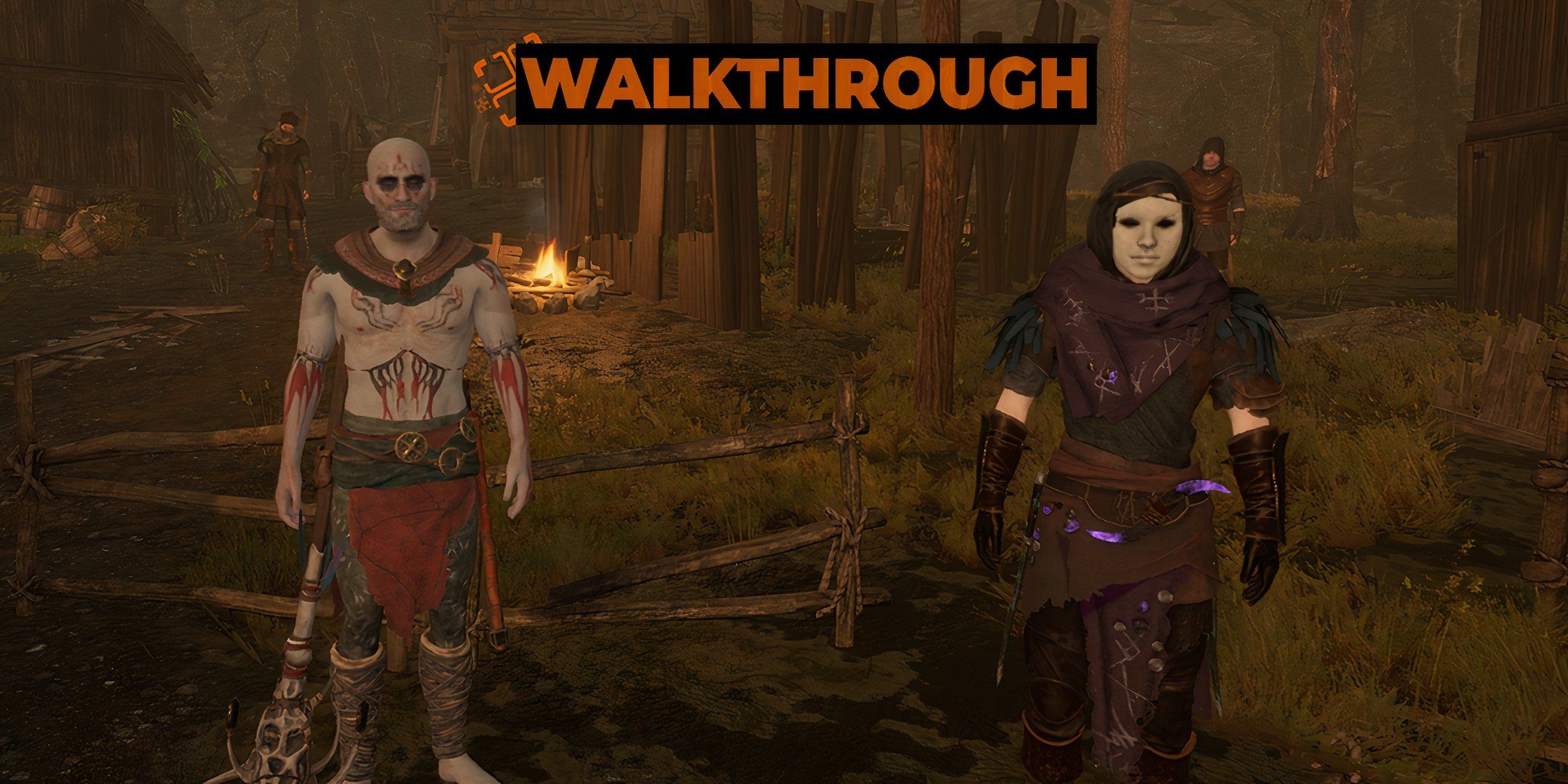 Vidar and Self standing by a fire.