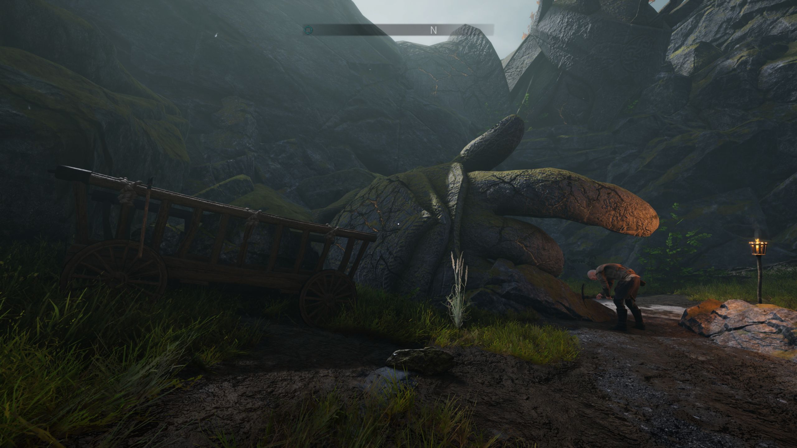 Horst mining the King Arthur's statue in Tainted Grail: The Fall Of Avalon.
