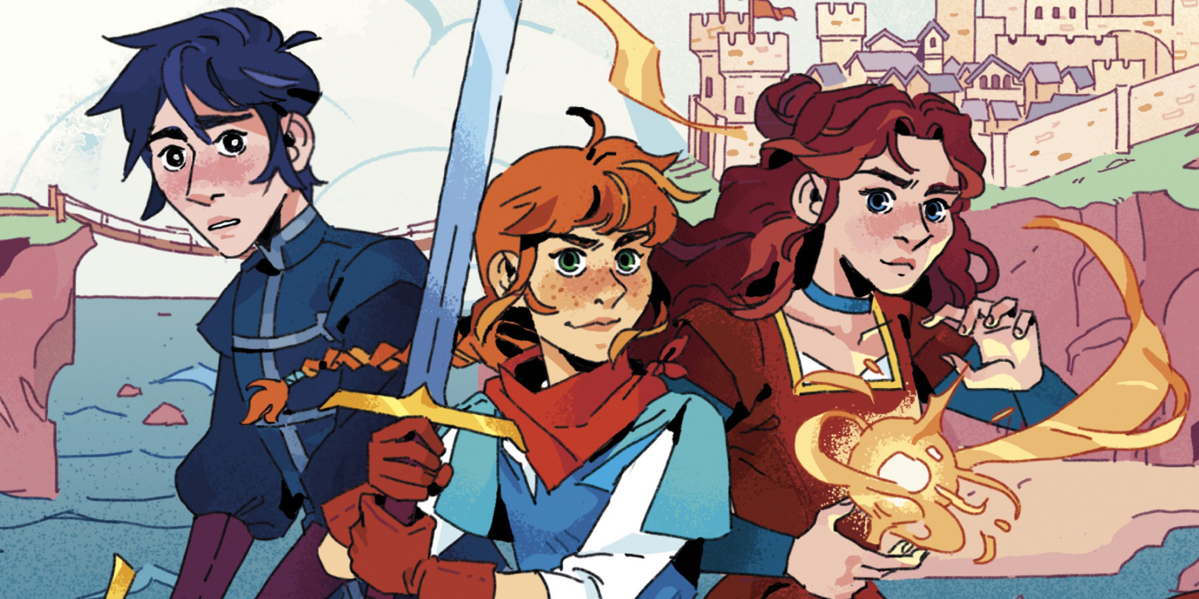 The cover of Sir Callie and the Champions of Helston features Callie, Willow, and Elowyn.