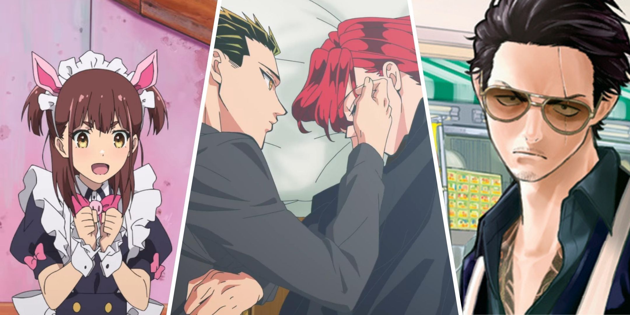 Split image of different Yakuza anime.