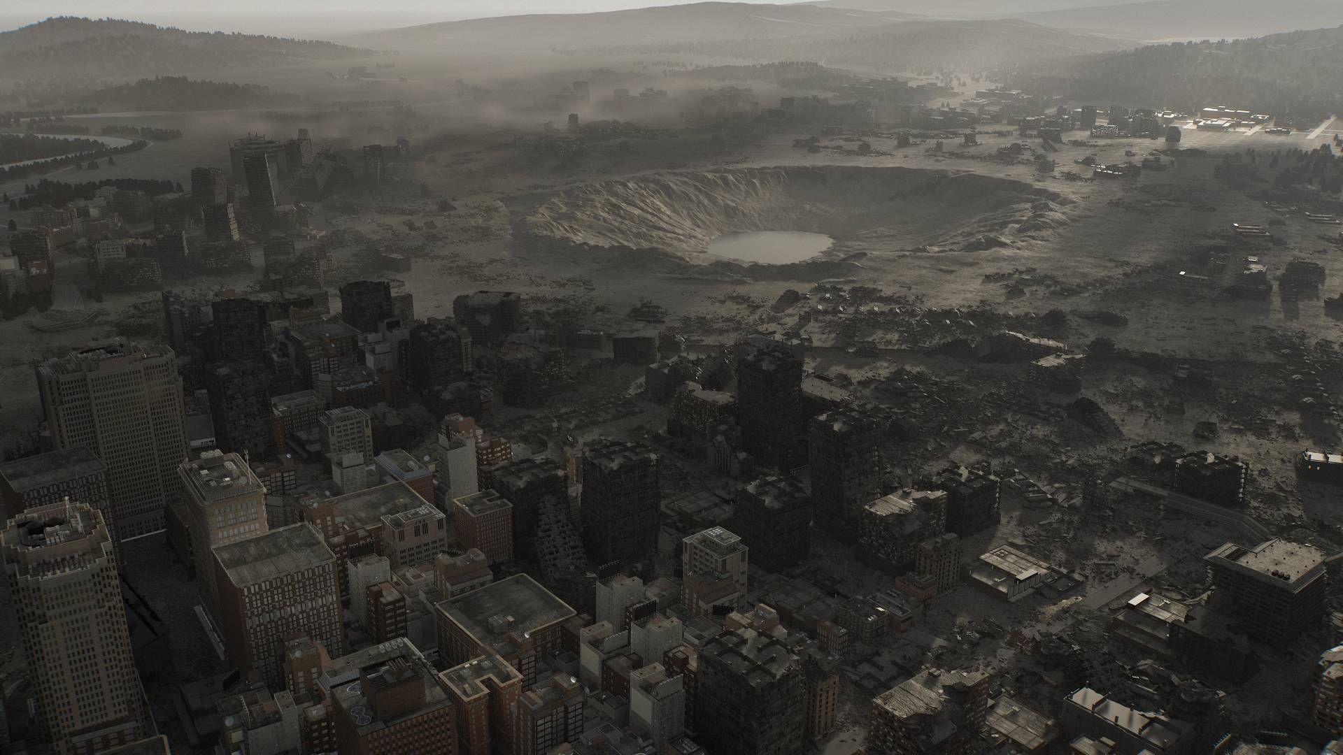 A Crater Where Raccoon City Used To Be In Resident Evil Requiem.