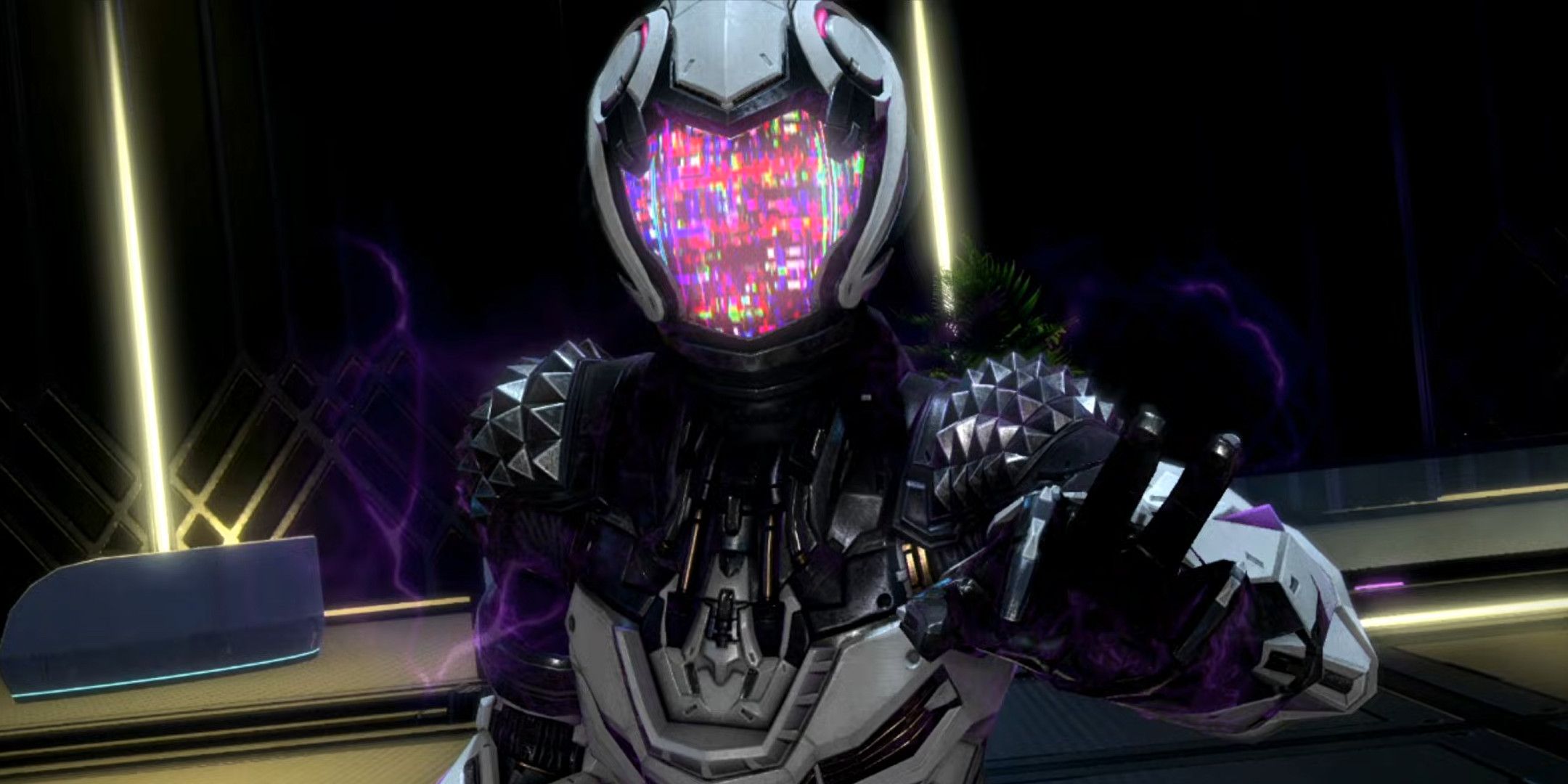A mechanical soldier with a malfunctioning visor