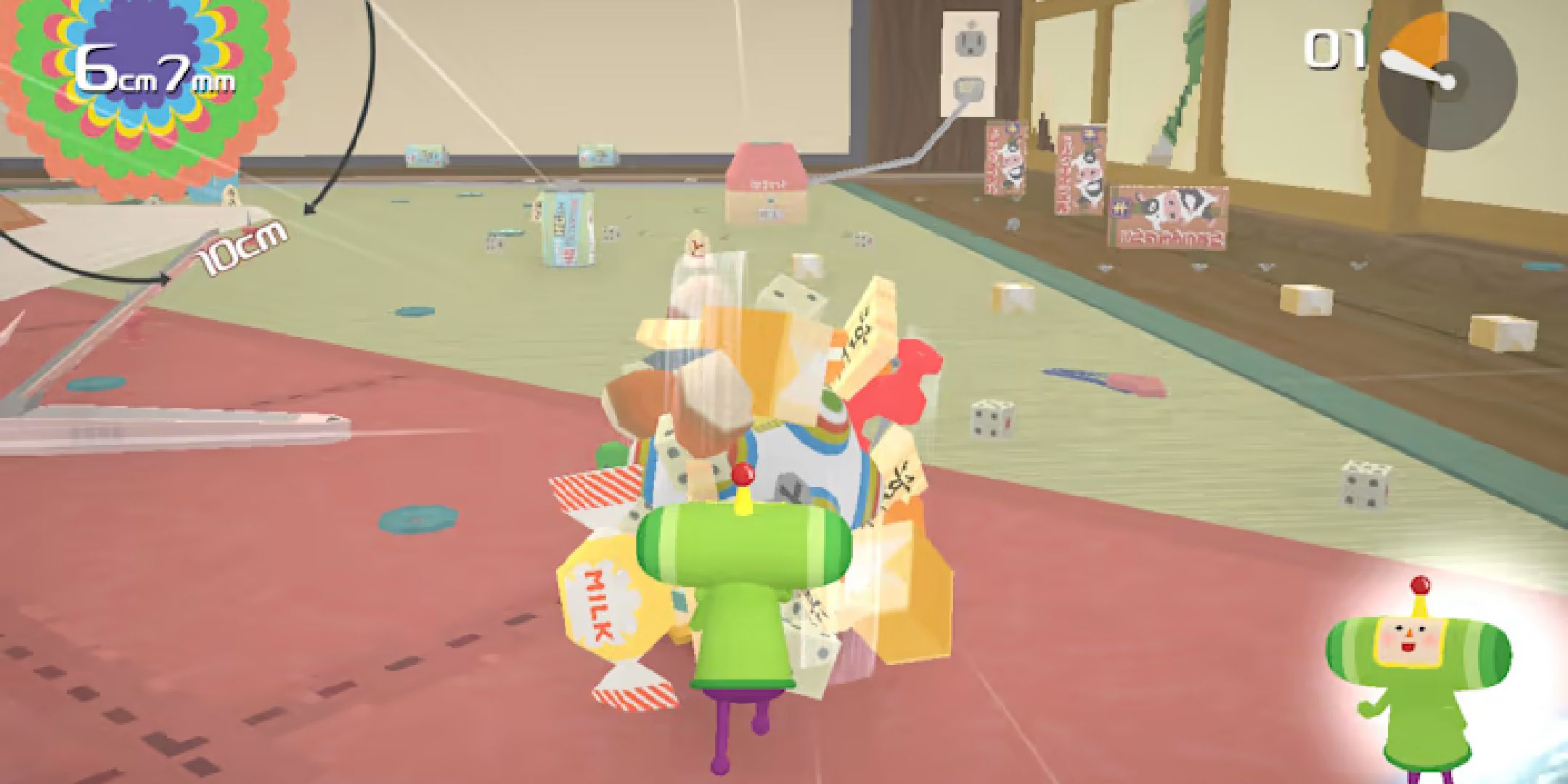 A player rolling around in Katamari Damacy.