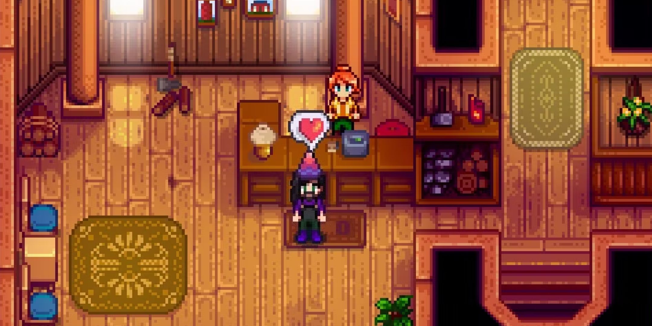 A player standing near Robin in Stardew Valley.
