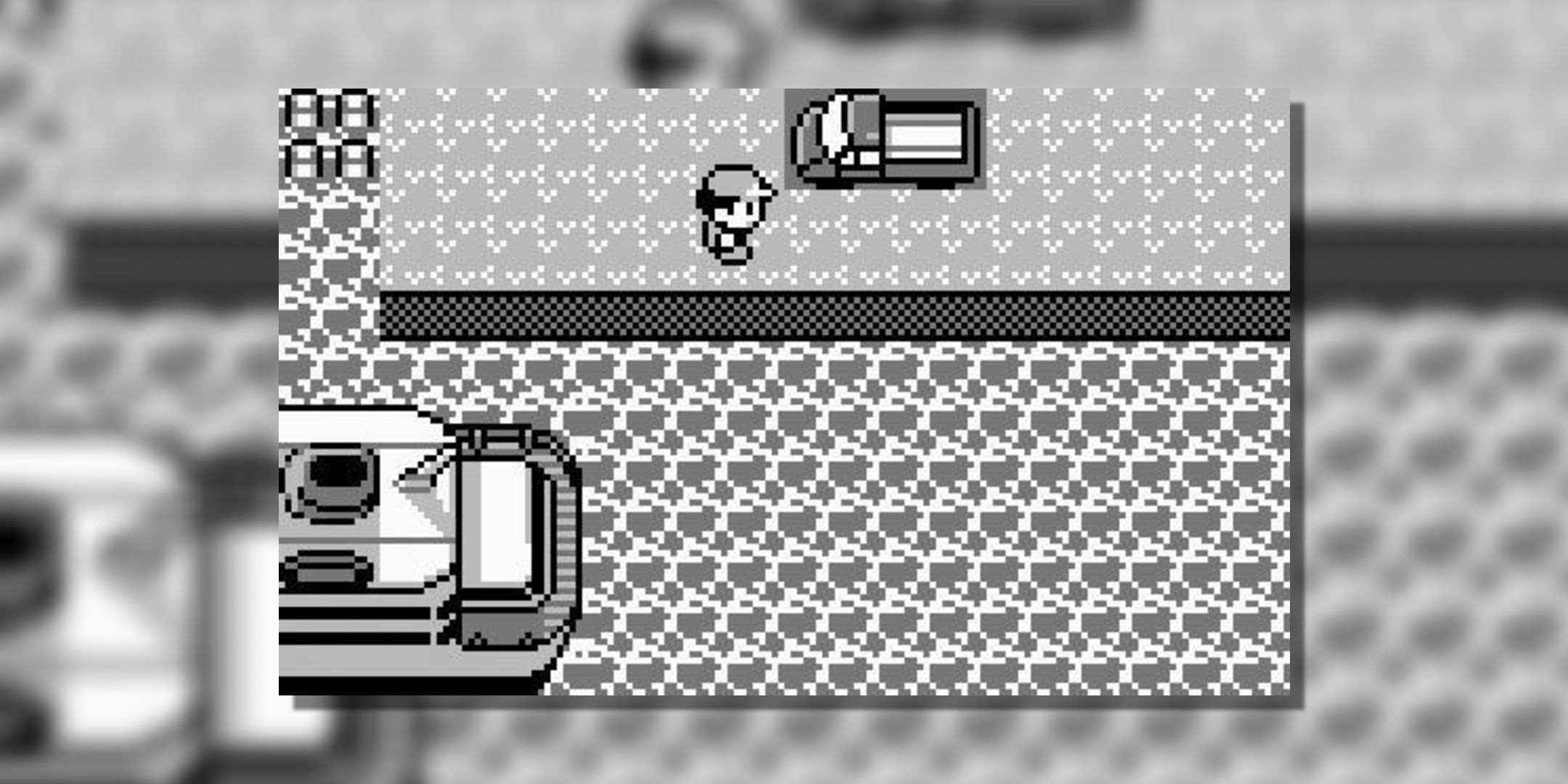 A player standing near the mew truck in Pokemon Red and Blue.