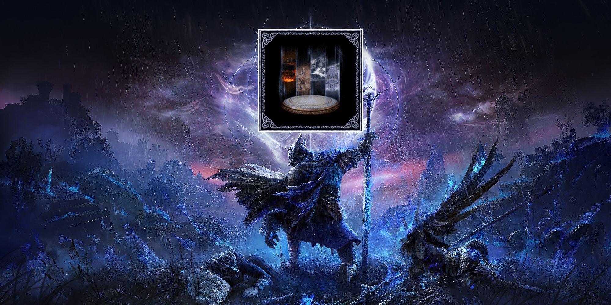 A spellcaster overseeing Elden Ring Nightreign with the Shifting Earth symbol.