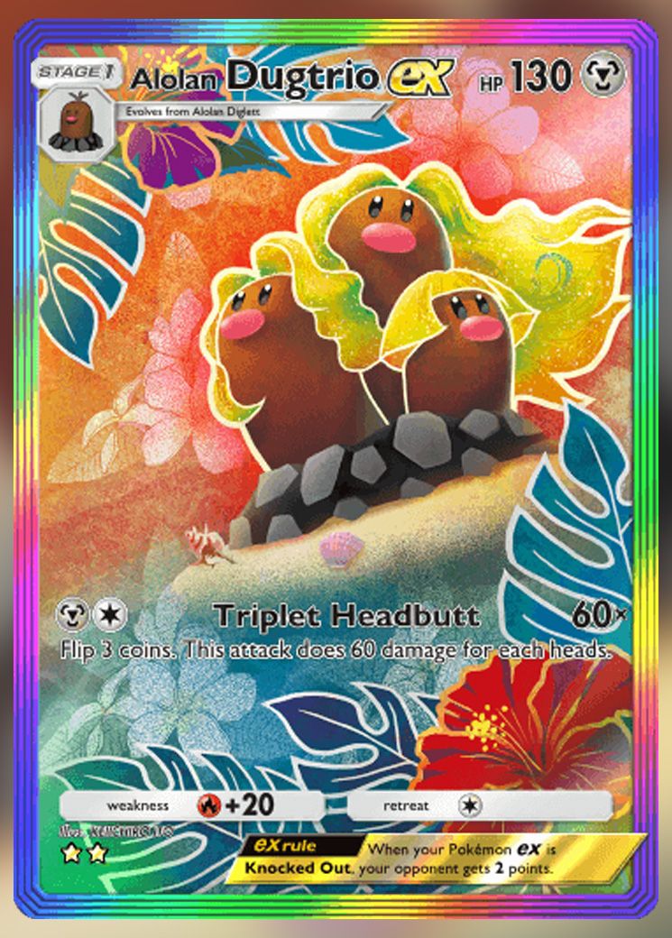 Alolan Dugtrio ex (Special Art Rare) from Extradimensional Crisis in Pokemon TCG Pocket.