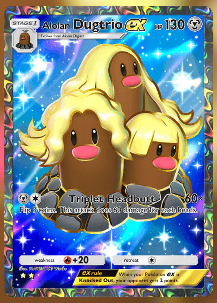 Alolan Dugtrio ex (Special Art Rare) from Extradimensional Crisis in Pokemon TCG Pocket.