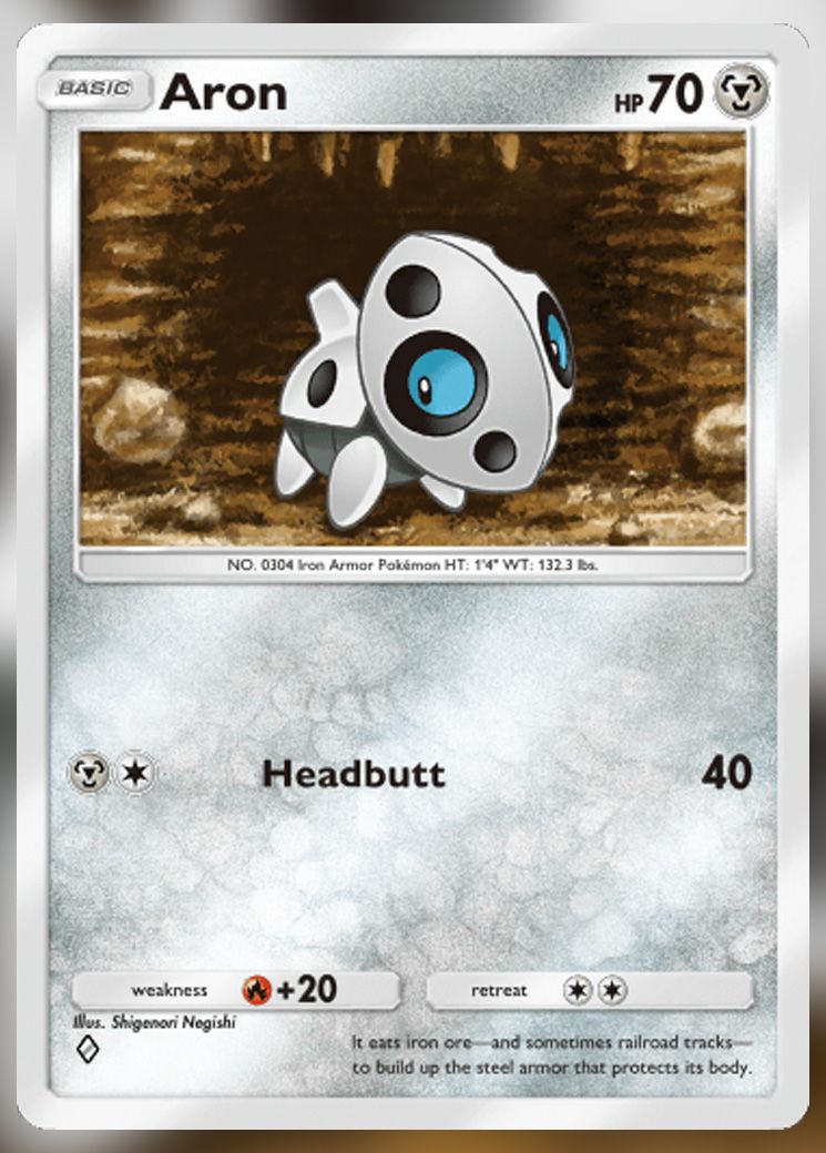 Aron from Extradimensional Crisis in Pokemon TCG Pocket.