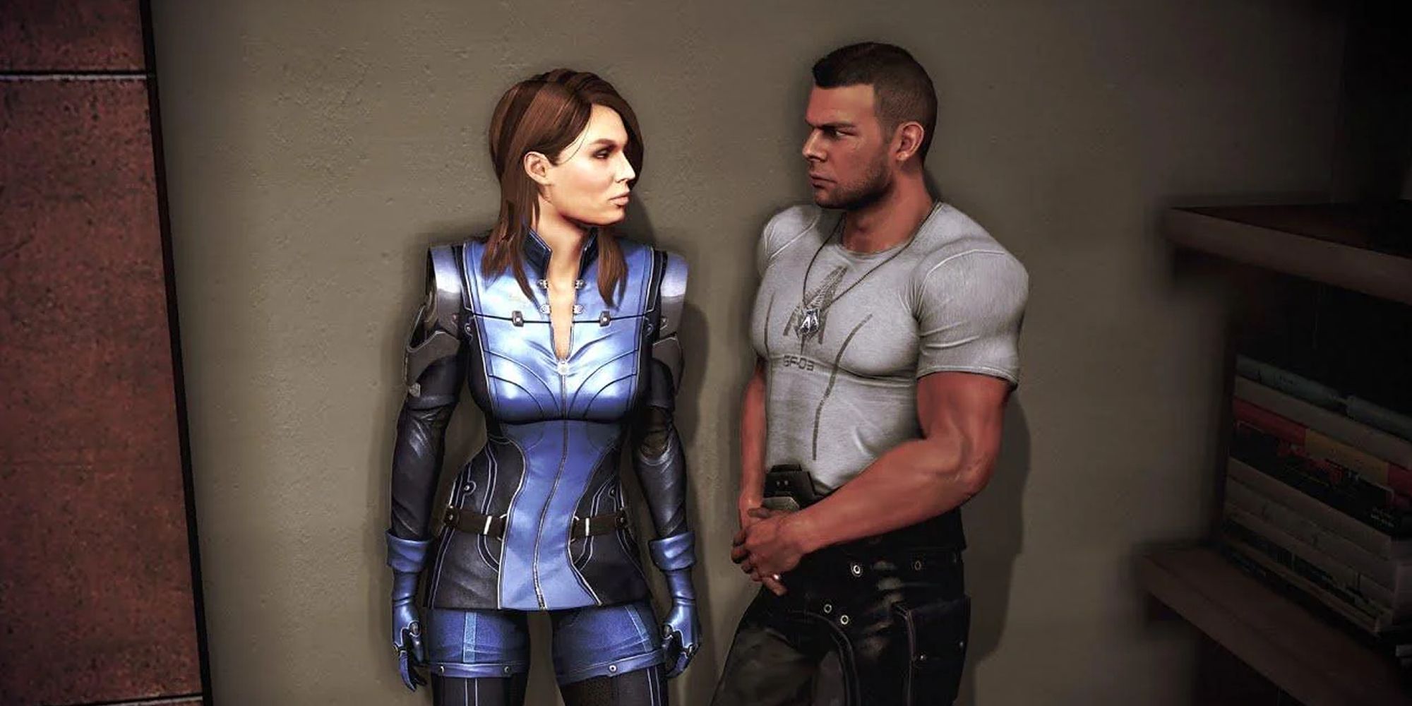 Ashley and James side by side in Mass Effect.