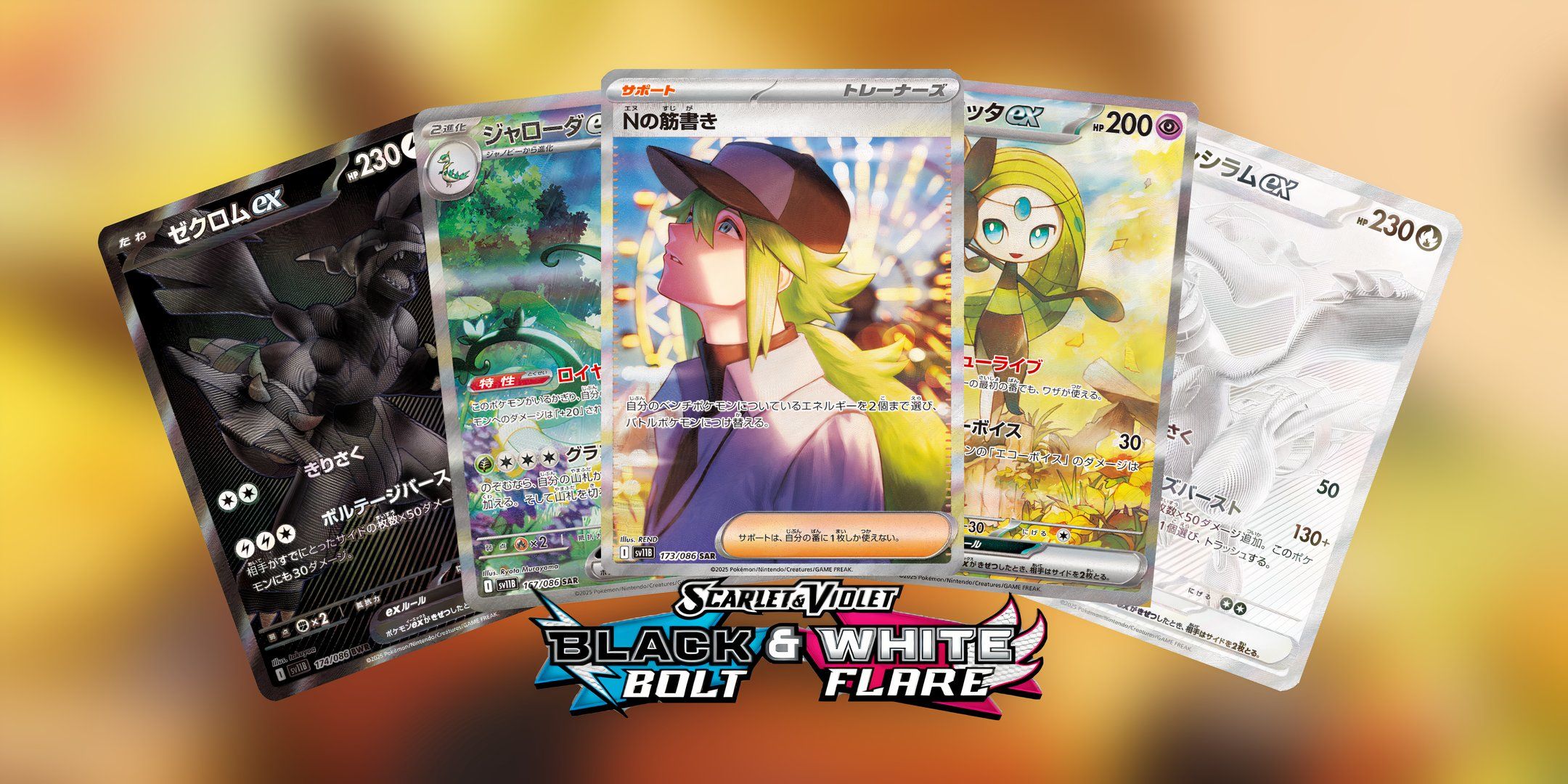 black bolt white flare logo with reshiram zekrom n serperior and meloetta
