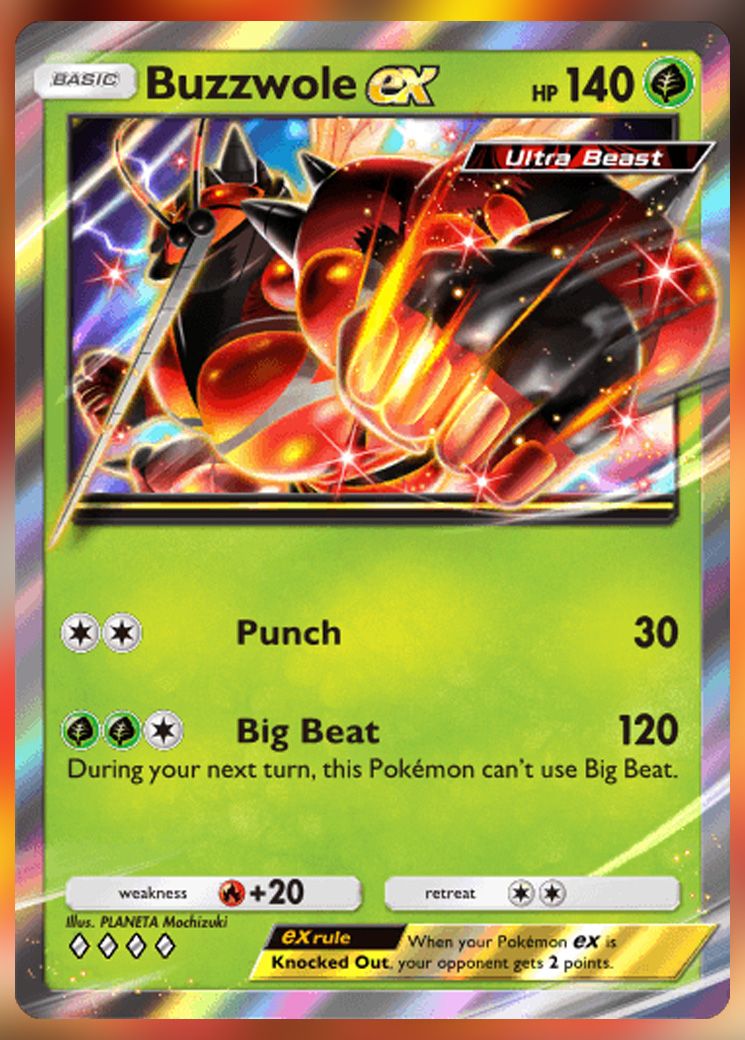 Buzzwole ex from Extradimensional Crisis in Pokemon TCG Pocket.