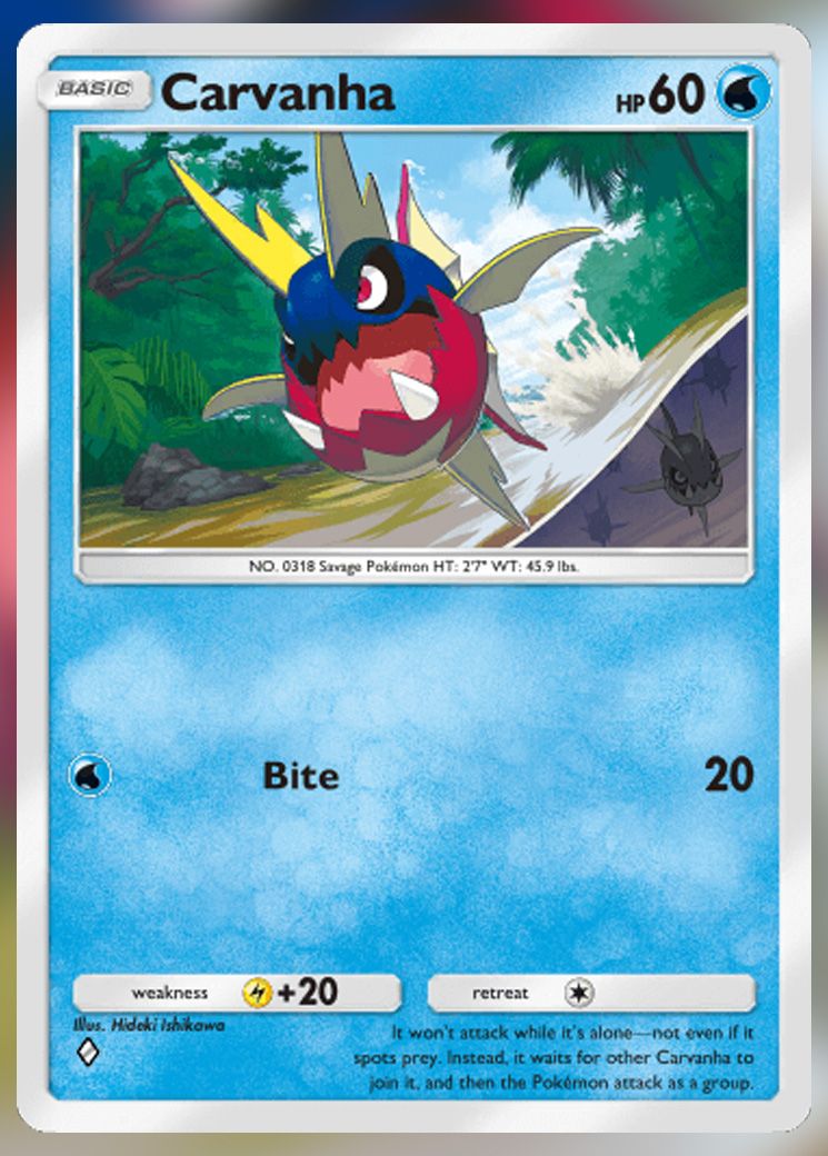Carvanha from Extradimensional Crisis in Pokemon TCG Pocket.