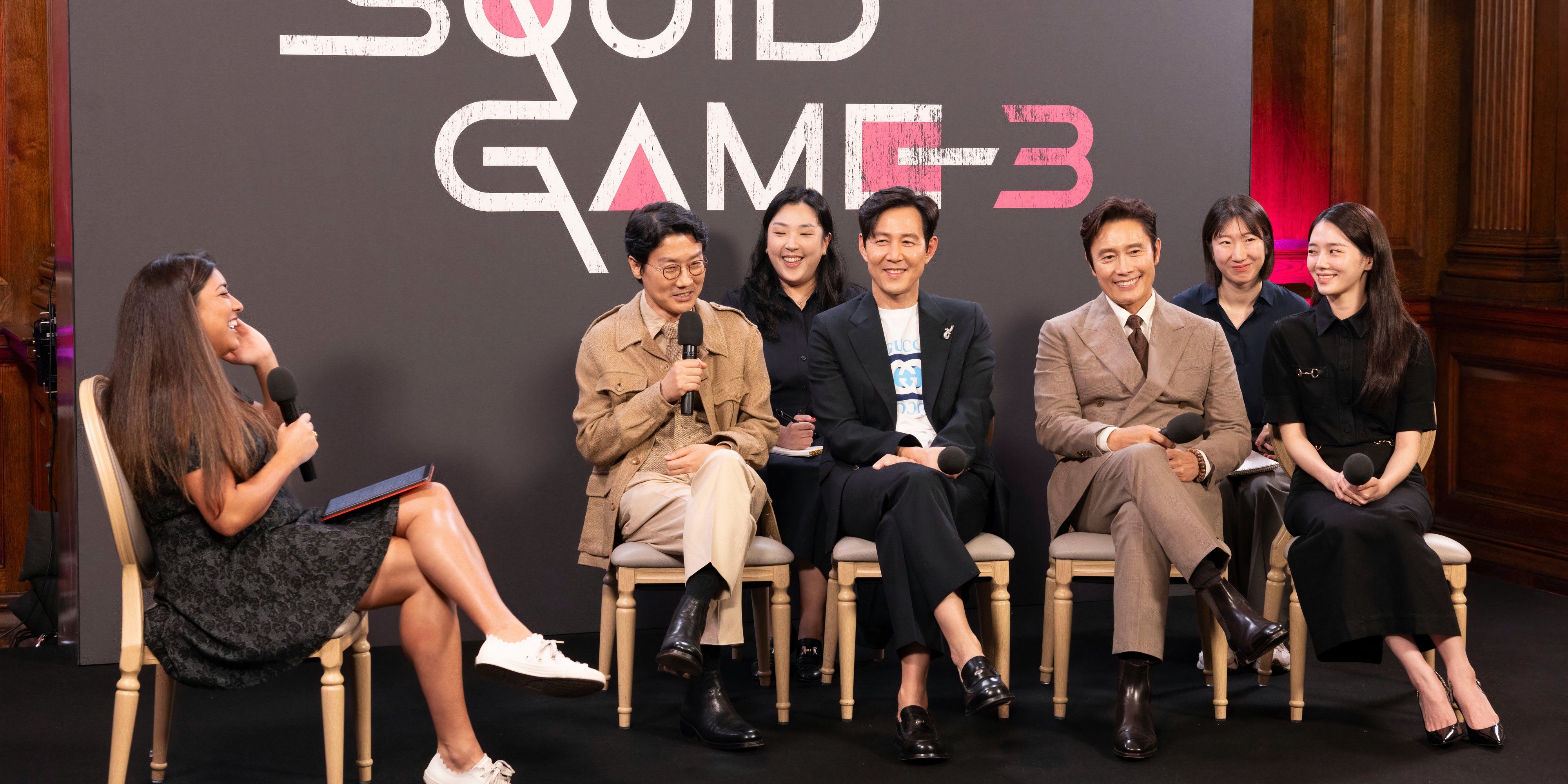 cast of squid game season 3 at the upcoming season's press conference.
