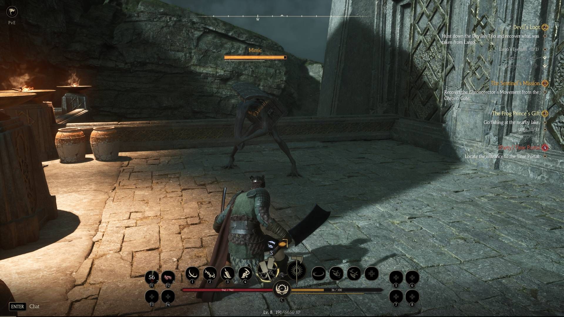 Chrono Odyssey fighting a mimic.