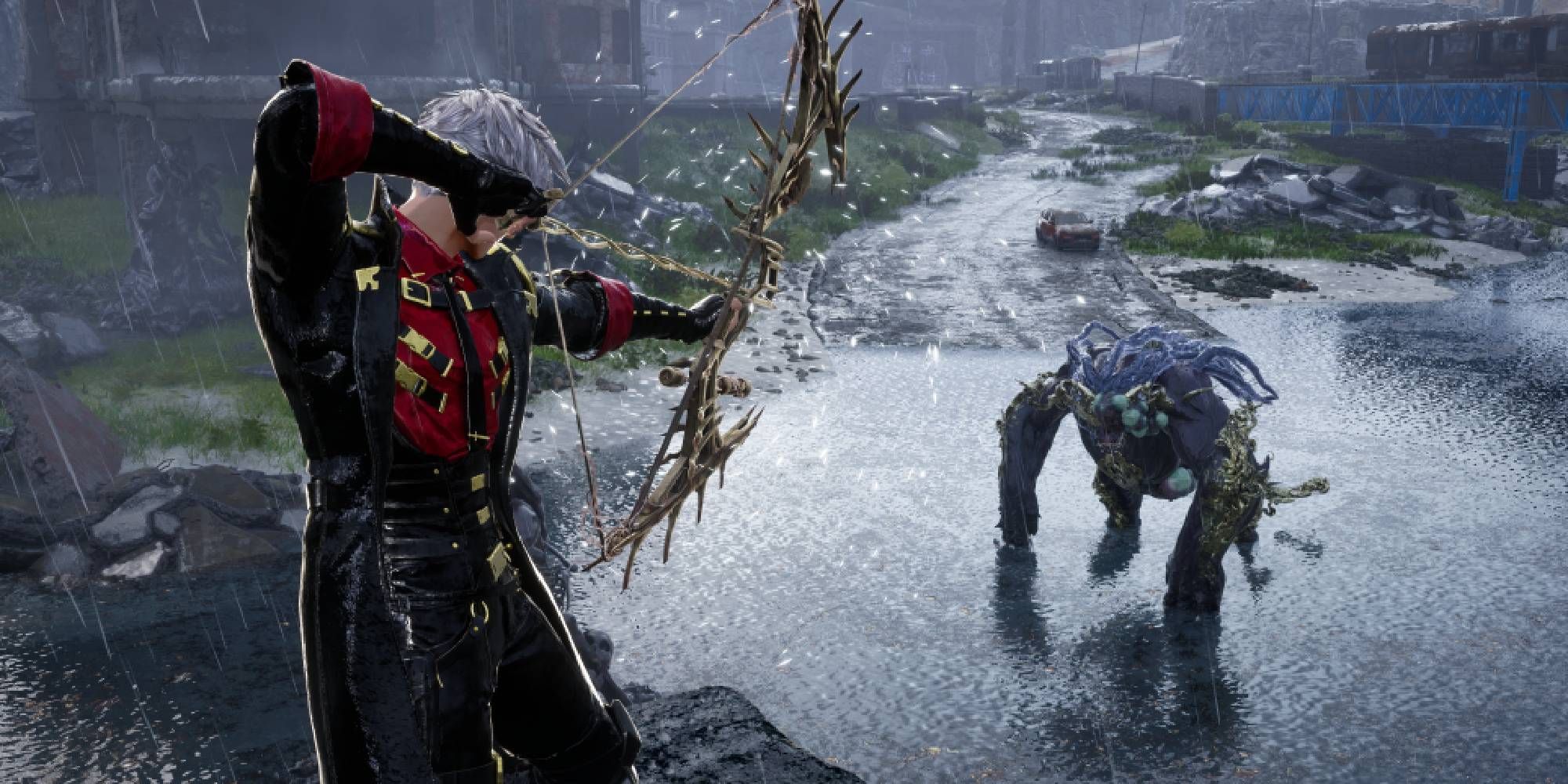 Code Vein 2 Hero Firing An Arrow At A Monster.