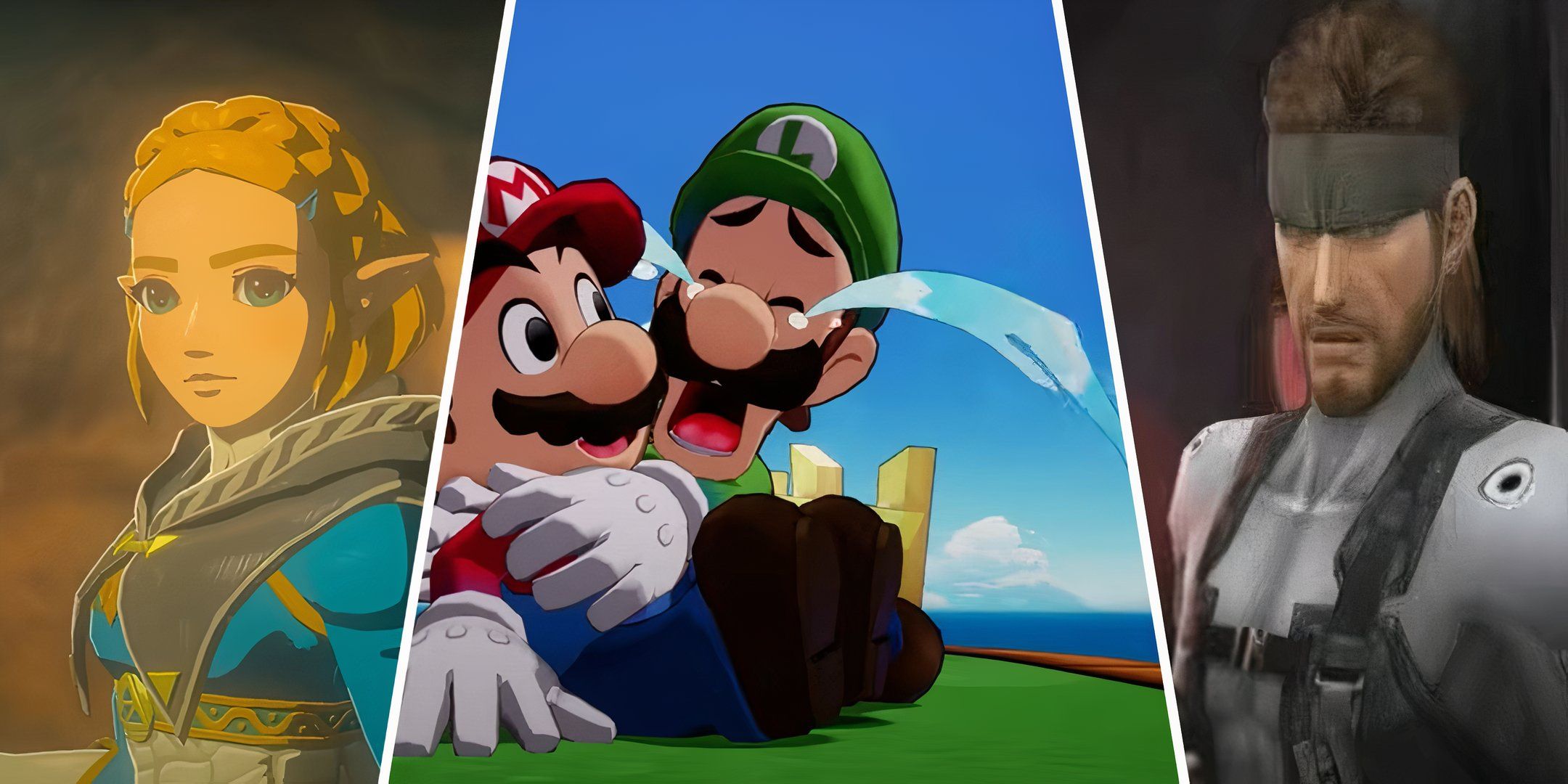 Princess Zelda from Tears of the Kingdom, the Mario Brothers from Mario and Luigi Brothership, and Solid Snake of the Metal Gear Series.