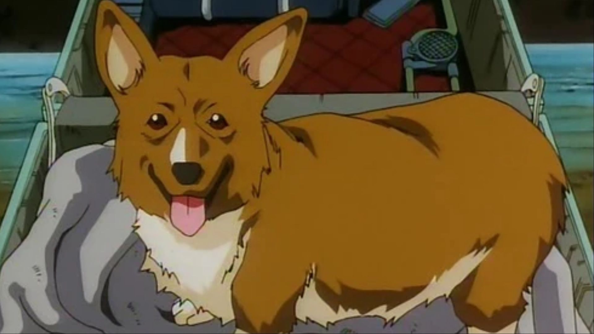 Ein standing inside a briefcase in Cowboy Bebop.