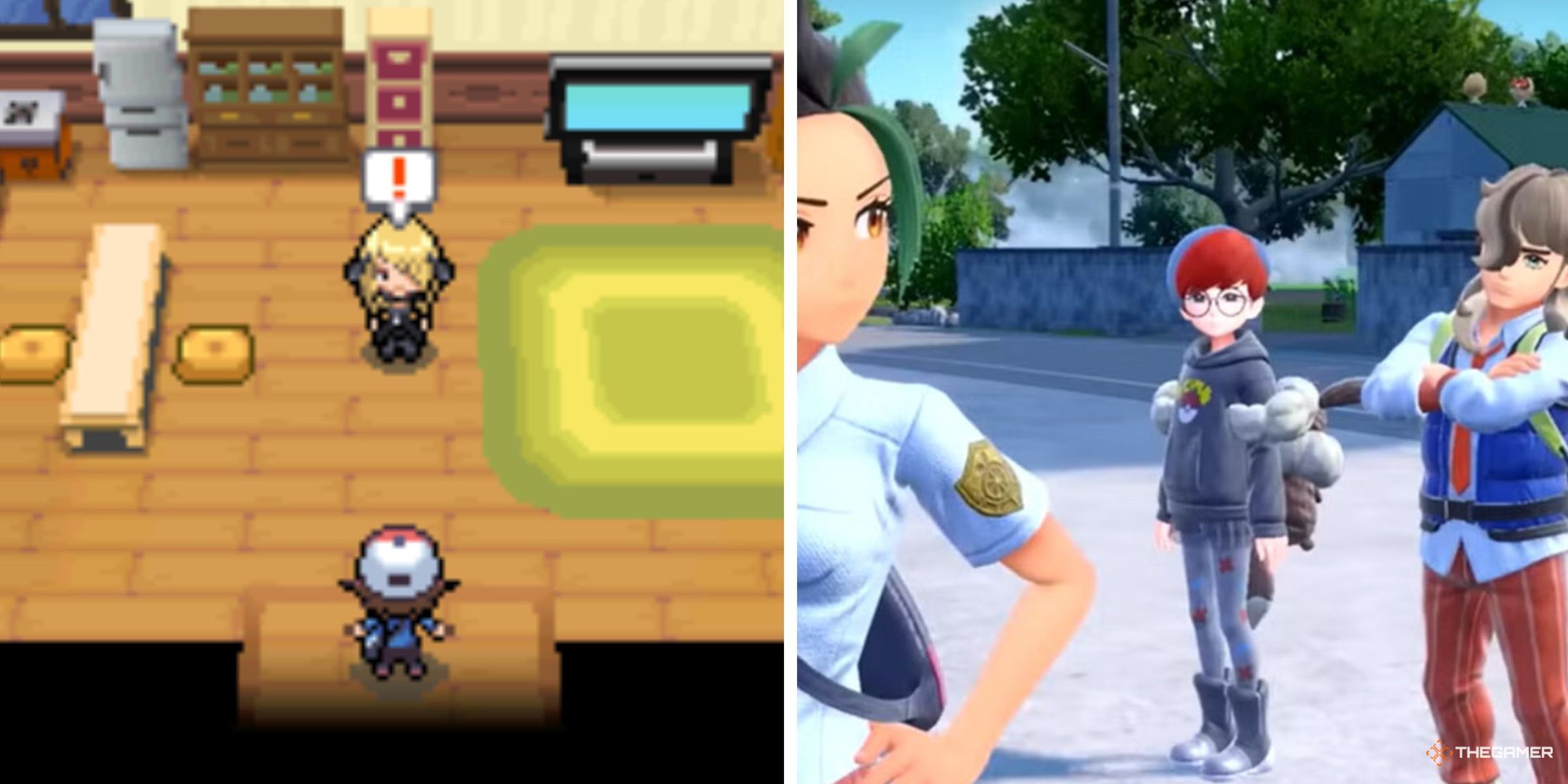 Cynthia In Undella Town In Pokemon White Alongside Nemona, Penny And Arven In Pokemon Scarlet.