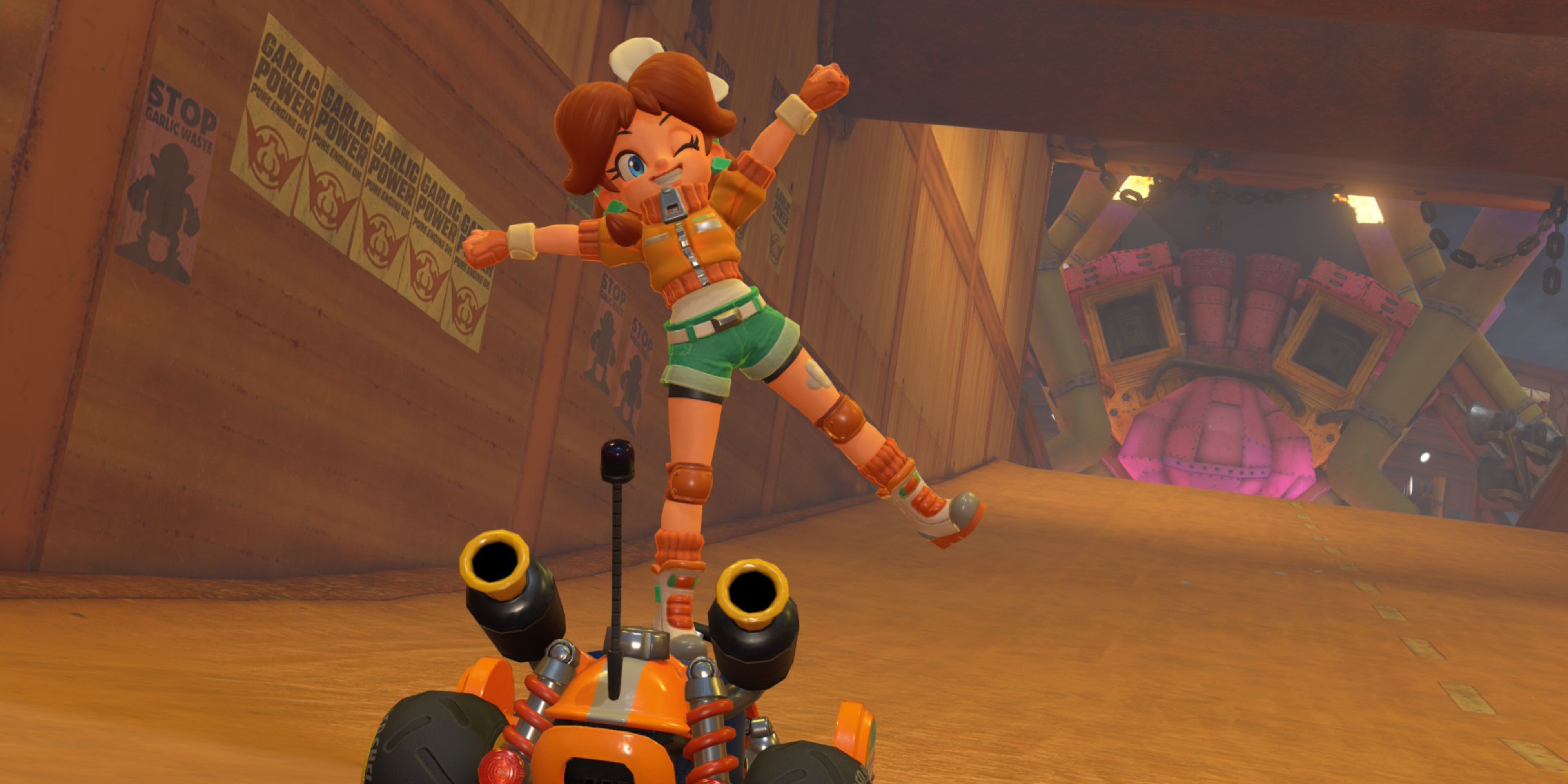 Daisy doing a star jump in Mario Kart World