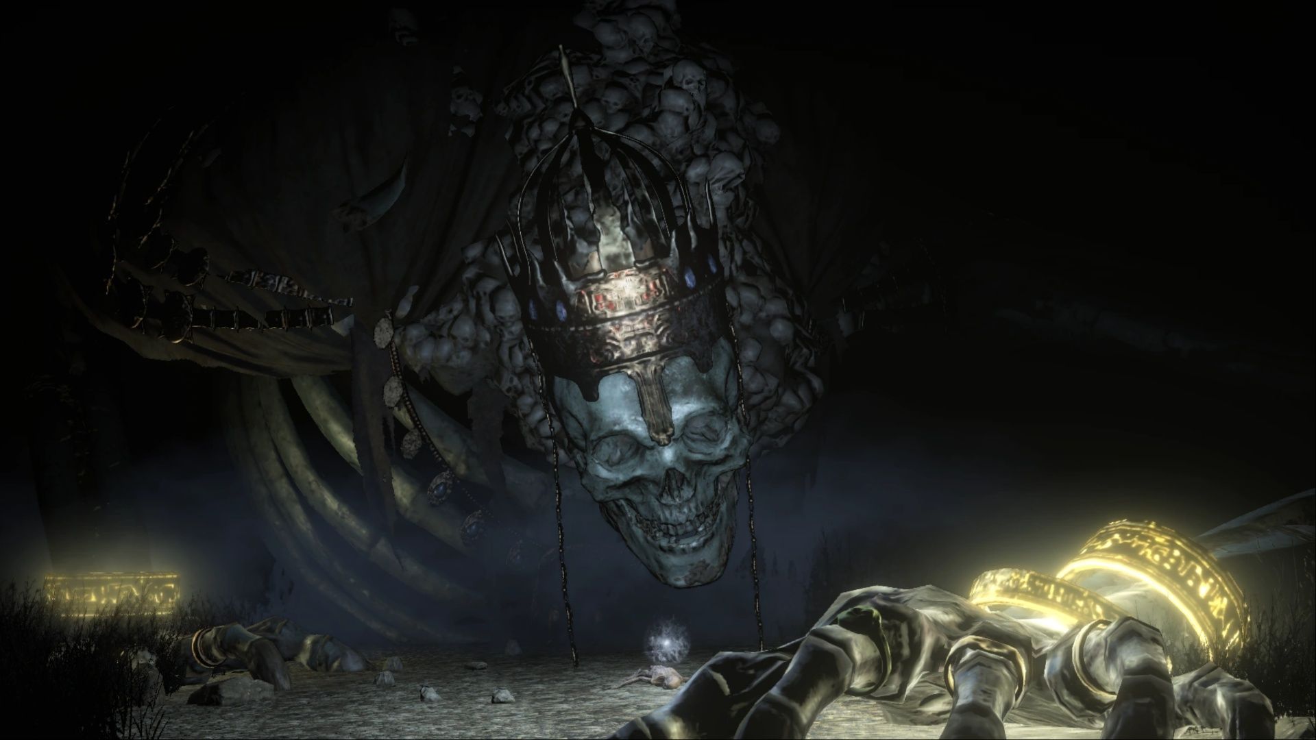 High Lord Wolnir crawling out of the abyss in Dark Souls 3.