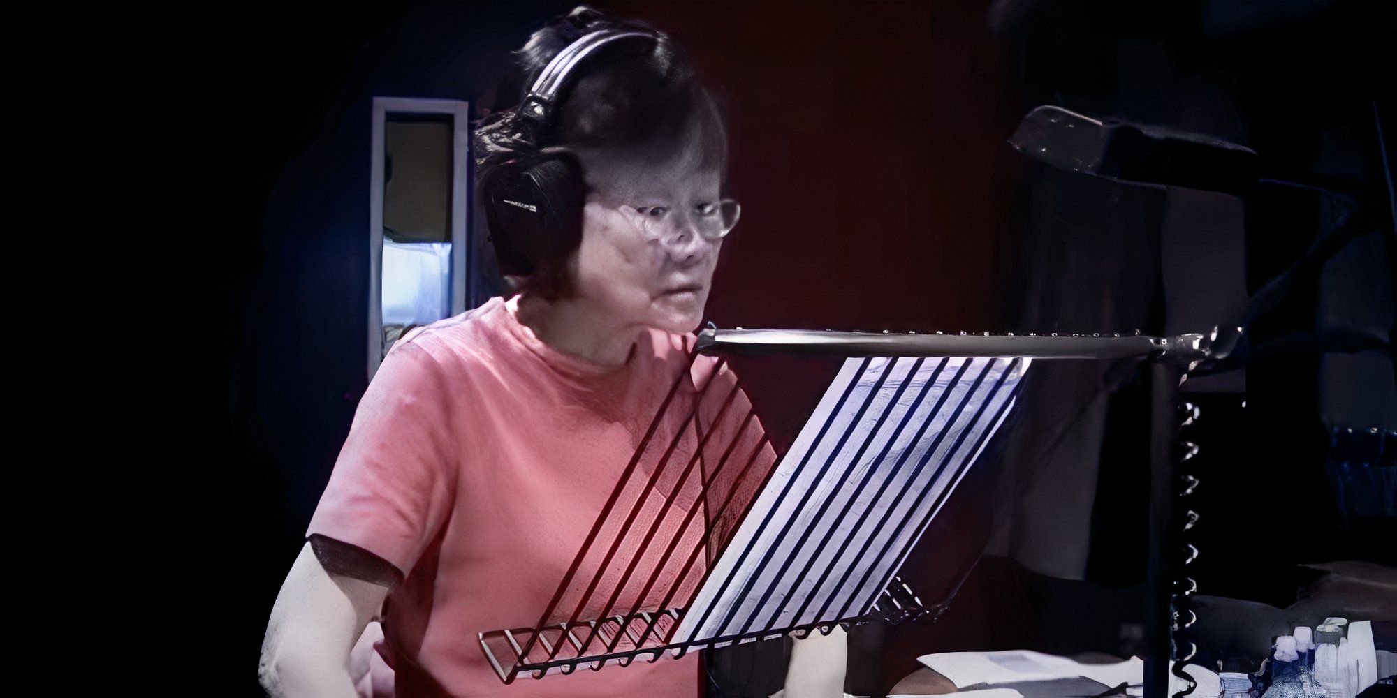 Pik-Sen Lim seen recording the voiceover narration for Dark Souls.