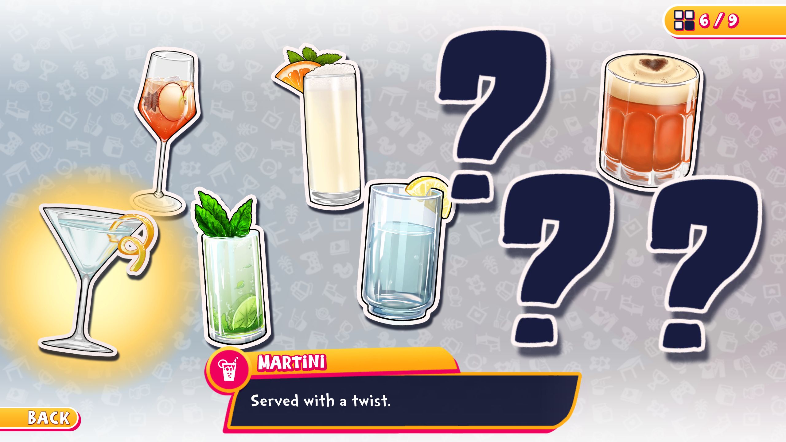 Collectables menu for Beverly in Date Everything!