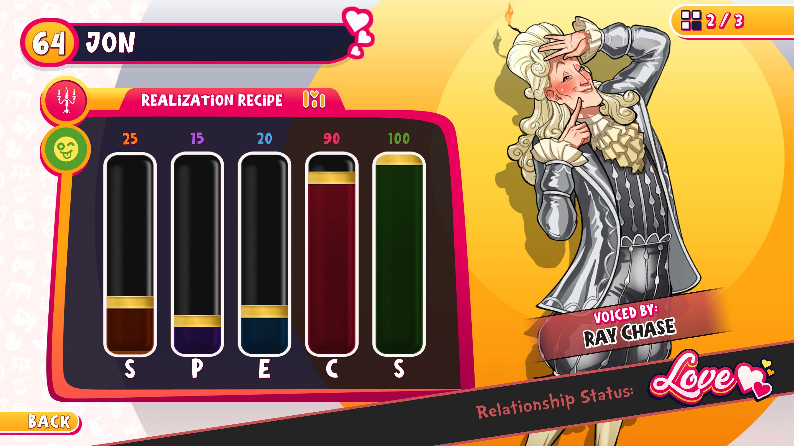 Scandalabra's realization menu in Date Everything!
